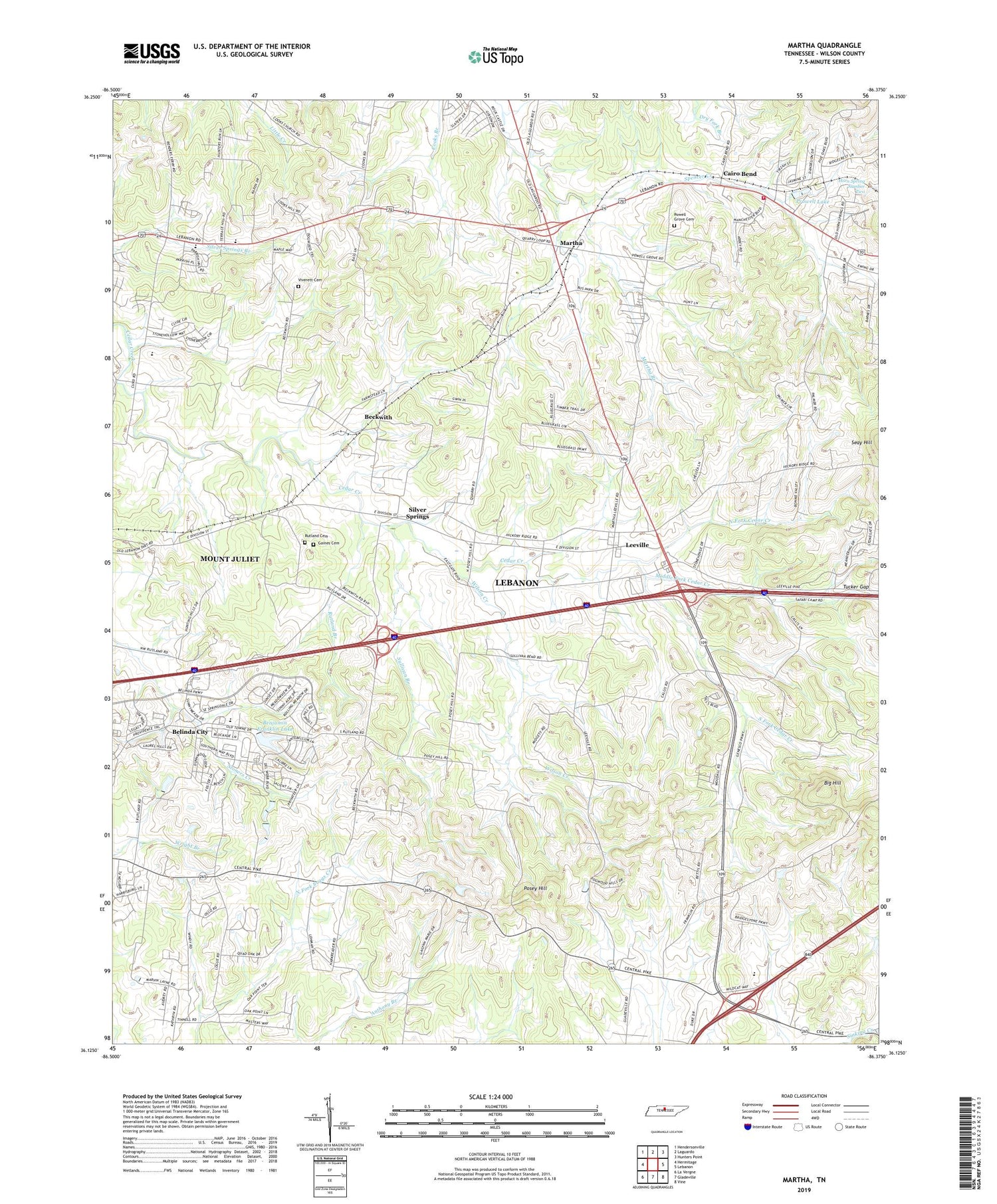 Martha Tennessee US Topo Map Image