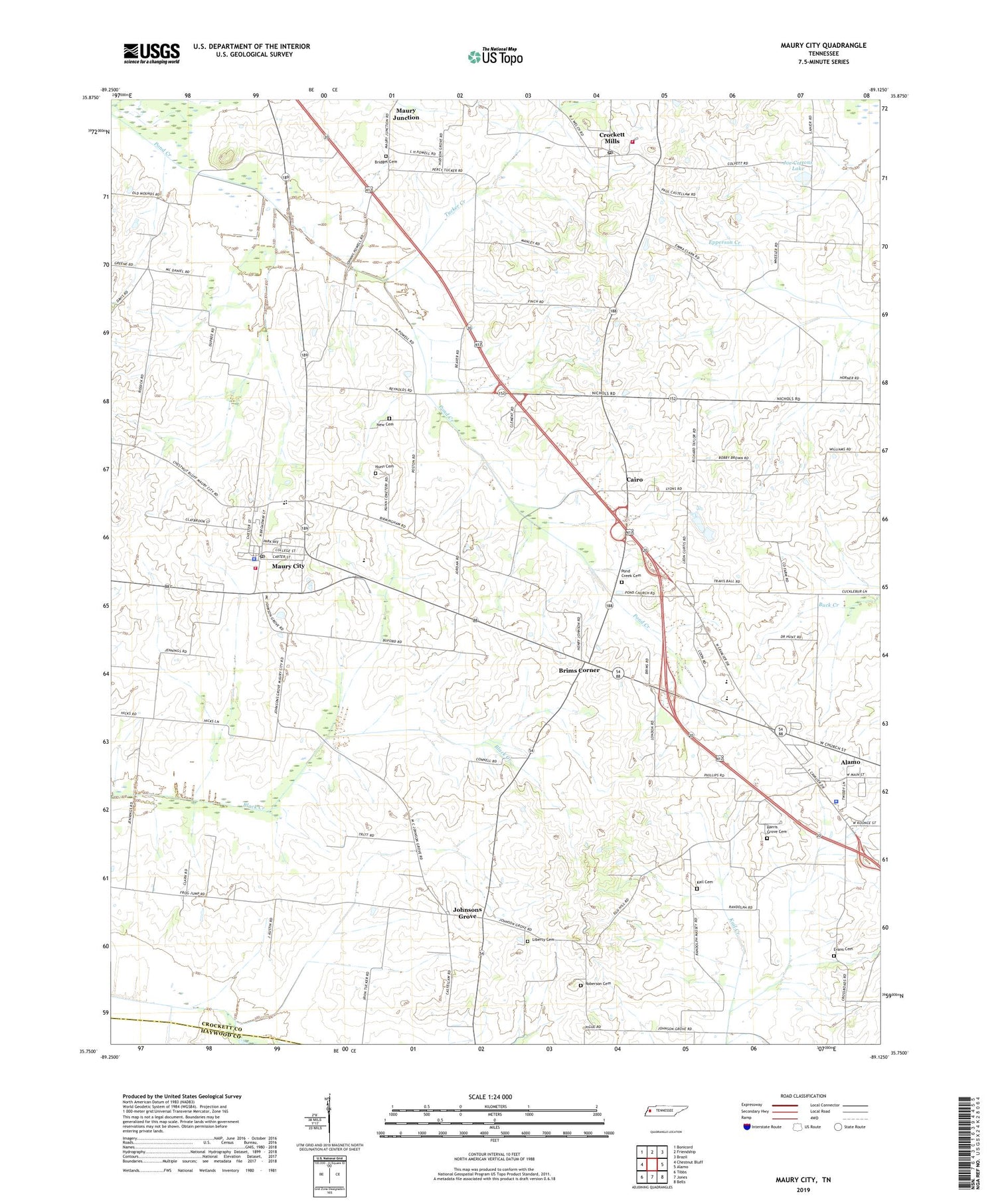 Maury City Tennessee US Topo Map Image
