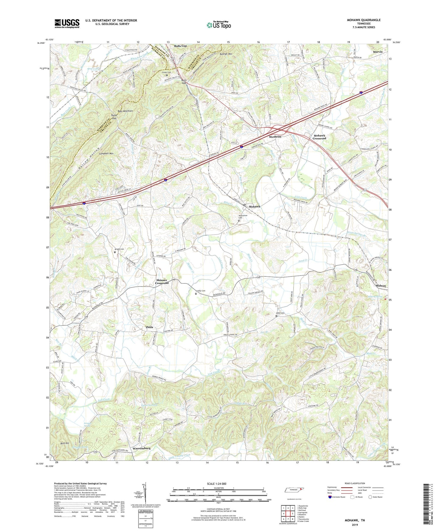 Mohawk Tennessee US Topo Map Image