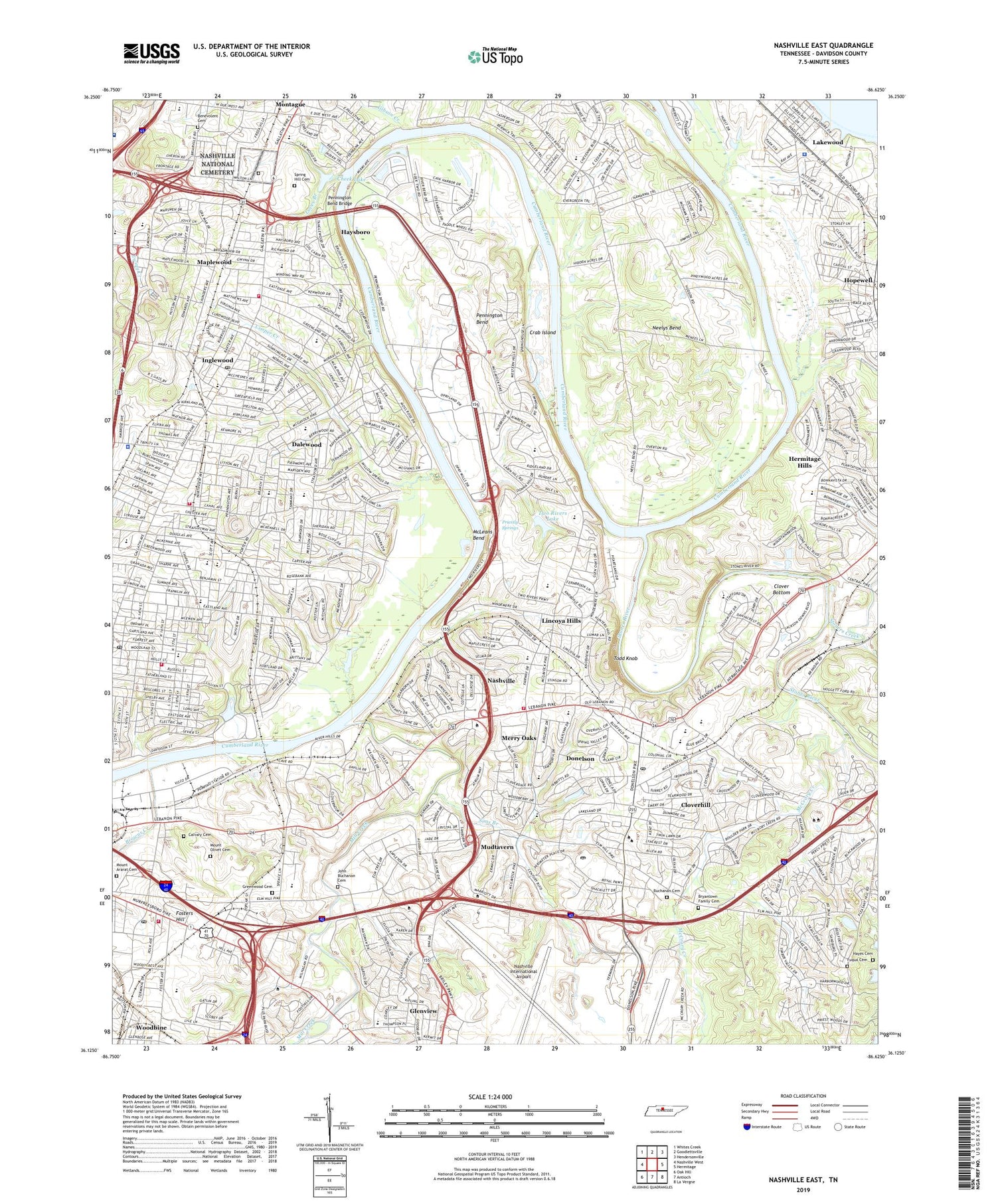 Nashville East Tennessee US Topo Map Image