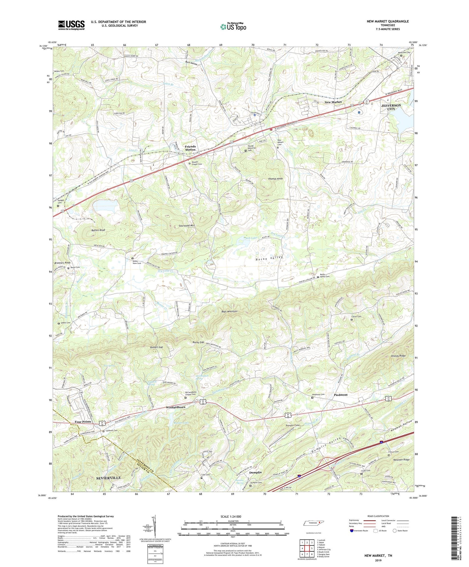 New Market Tennessee US Topo Map Image