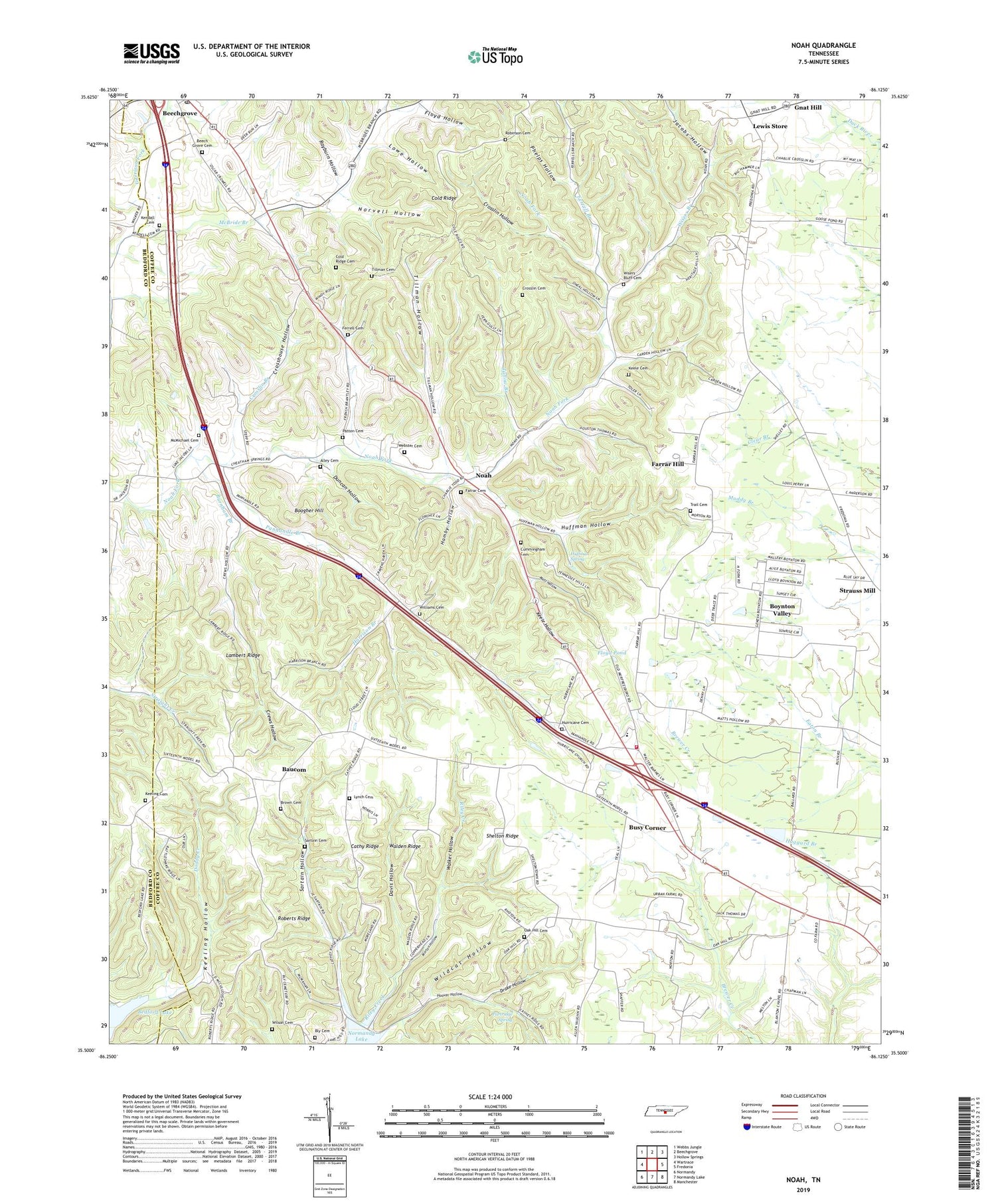 Noah Tennessee US Topo Map Image