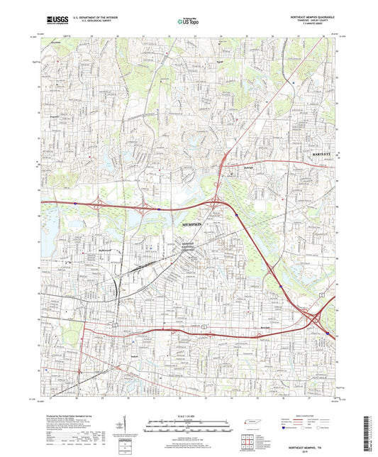 Northeast Memphis Tennessee US Topo Map Image