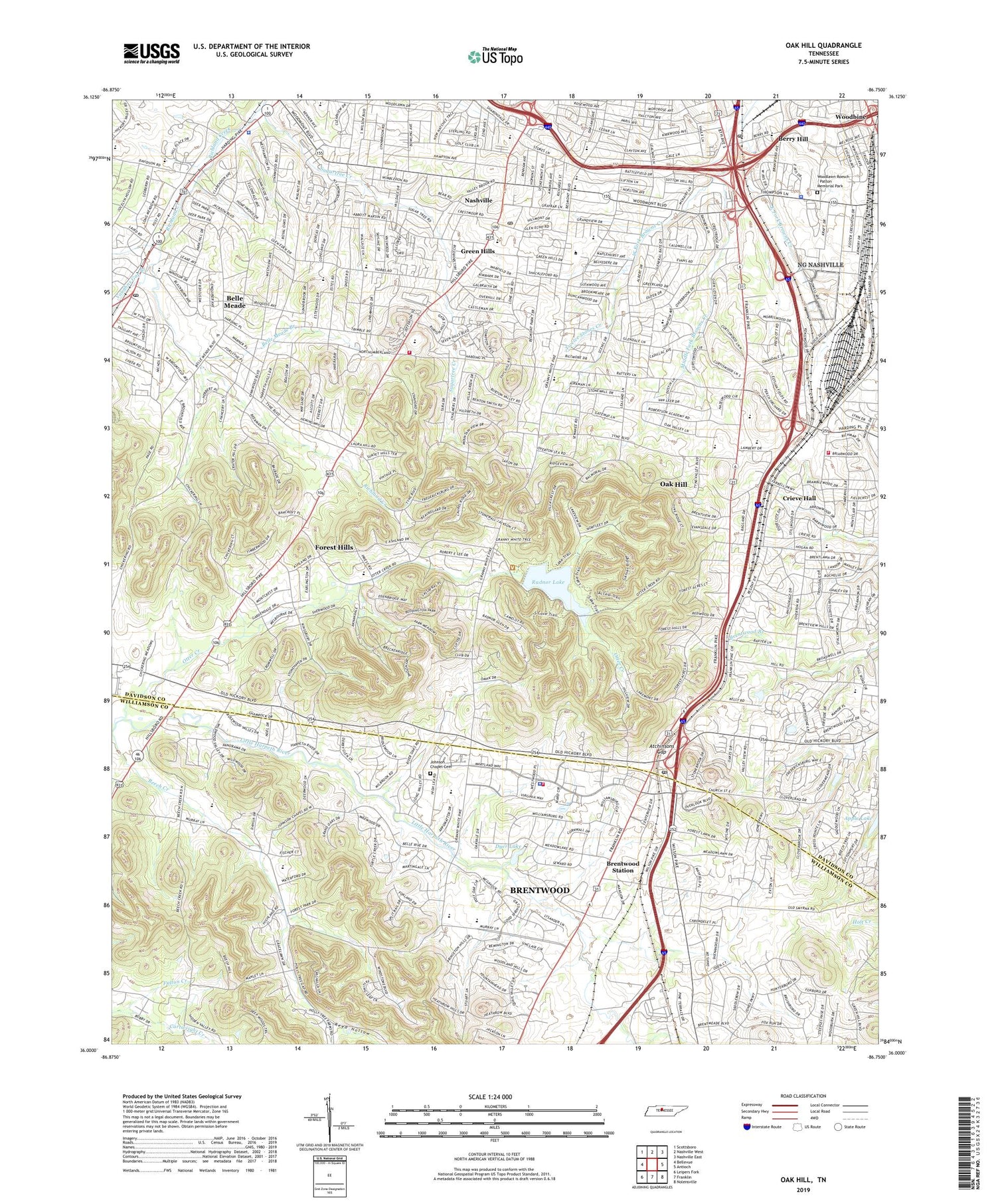 Oak Hill Tennessee US Topo Map Image