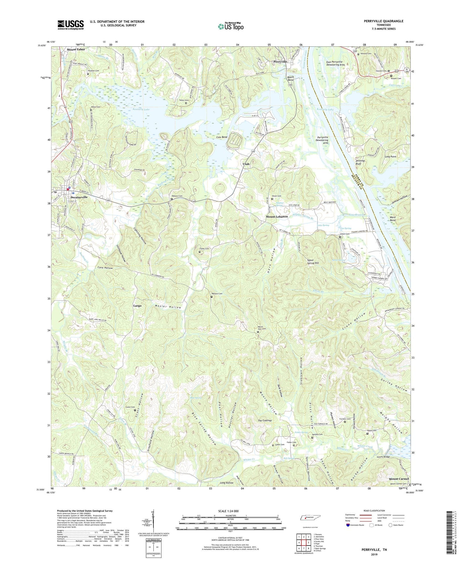 Perryville Tennessee US Topo Map Image