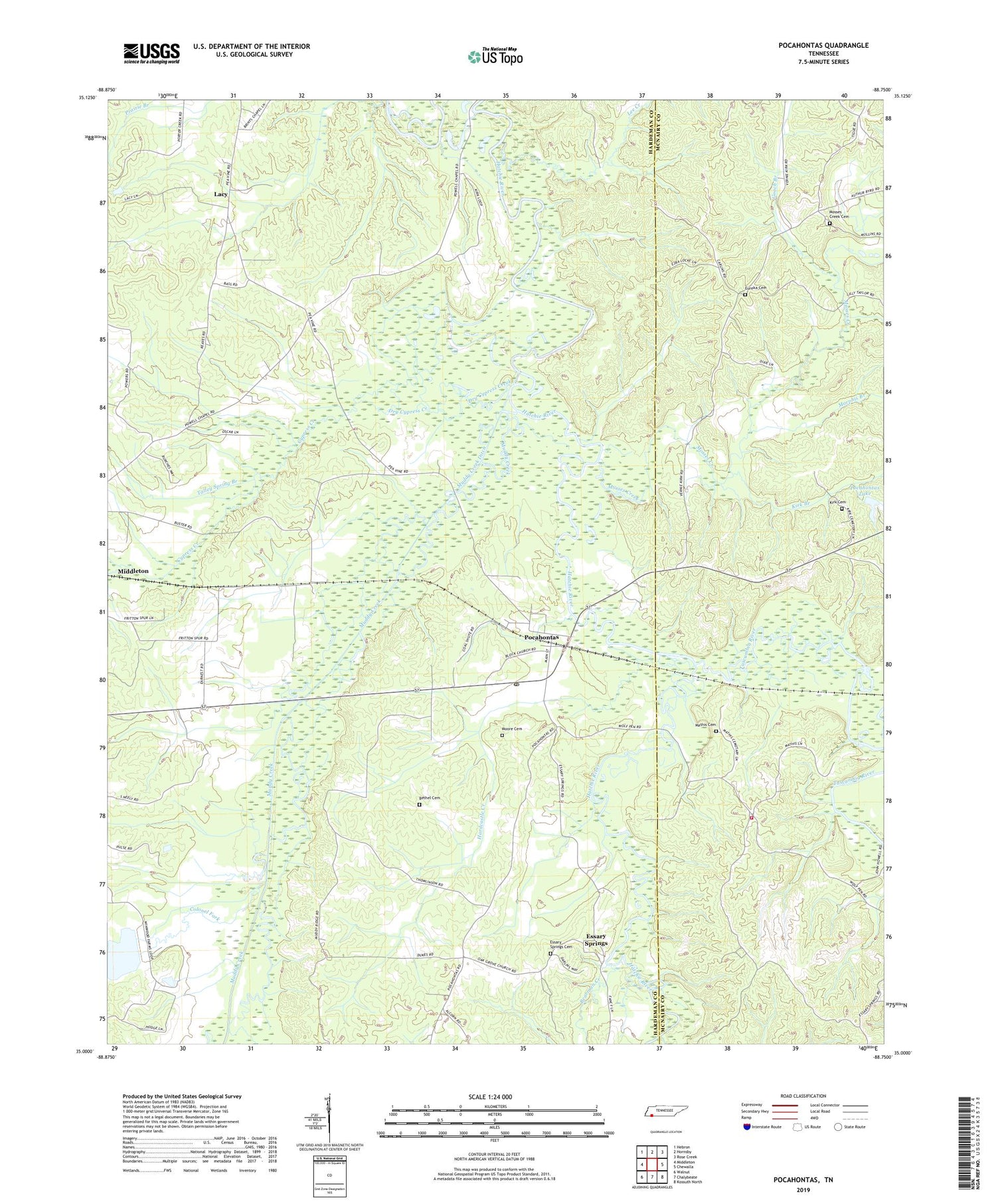 Pocahontas Tennessee US Topo Map Image
