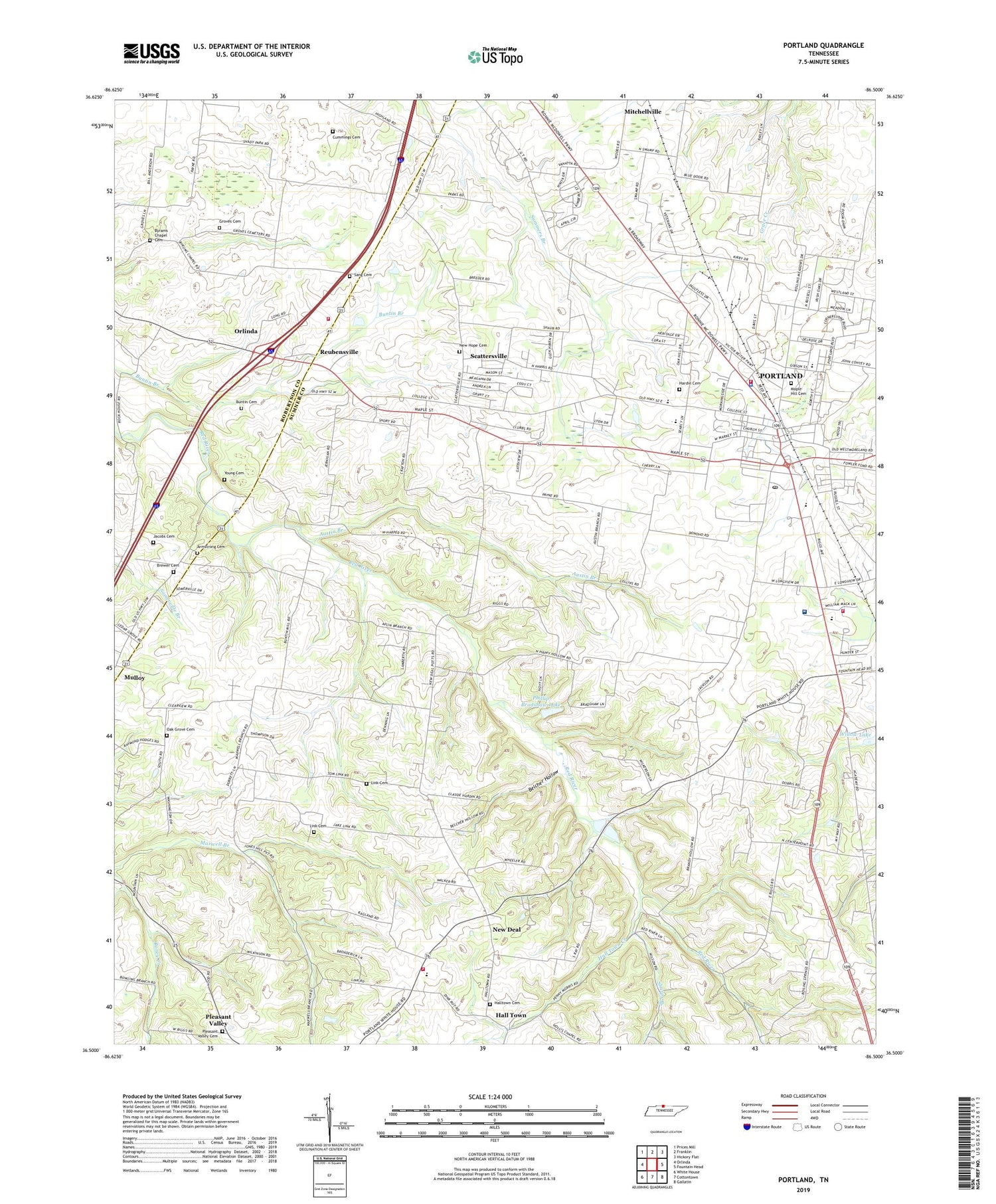Portland Tennessee US Topo Map Image