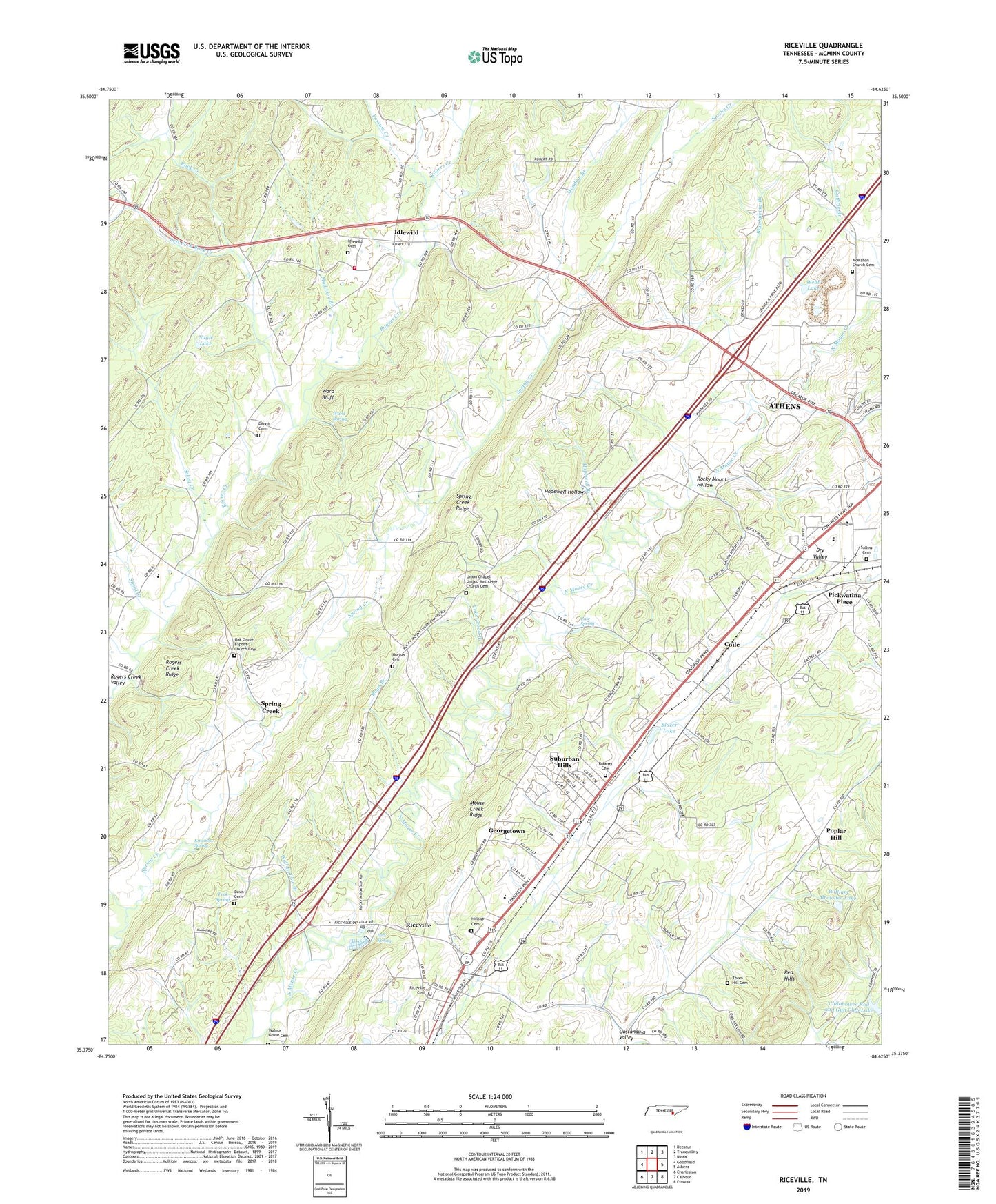 Riceville Tennessee US Topo Map Image