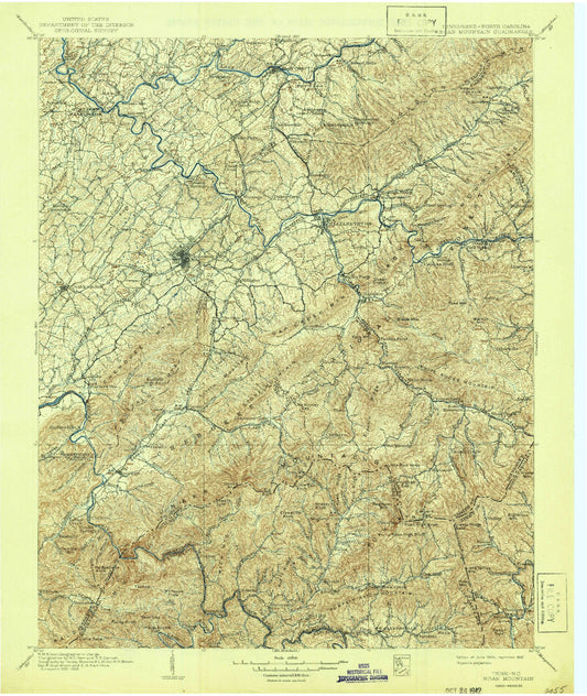 Historic 1904 Roan Mountain Tennessee 30'x30' Topo Map Image