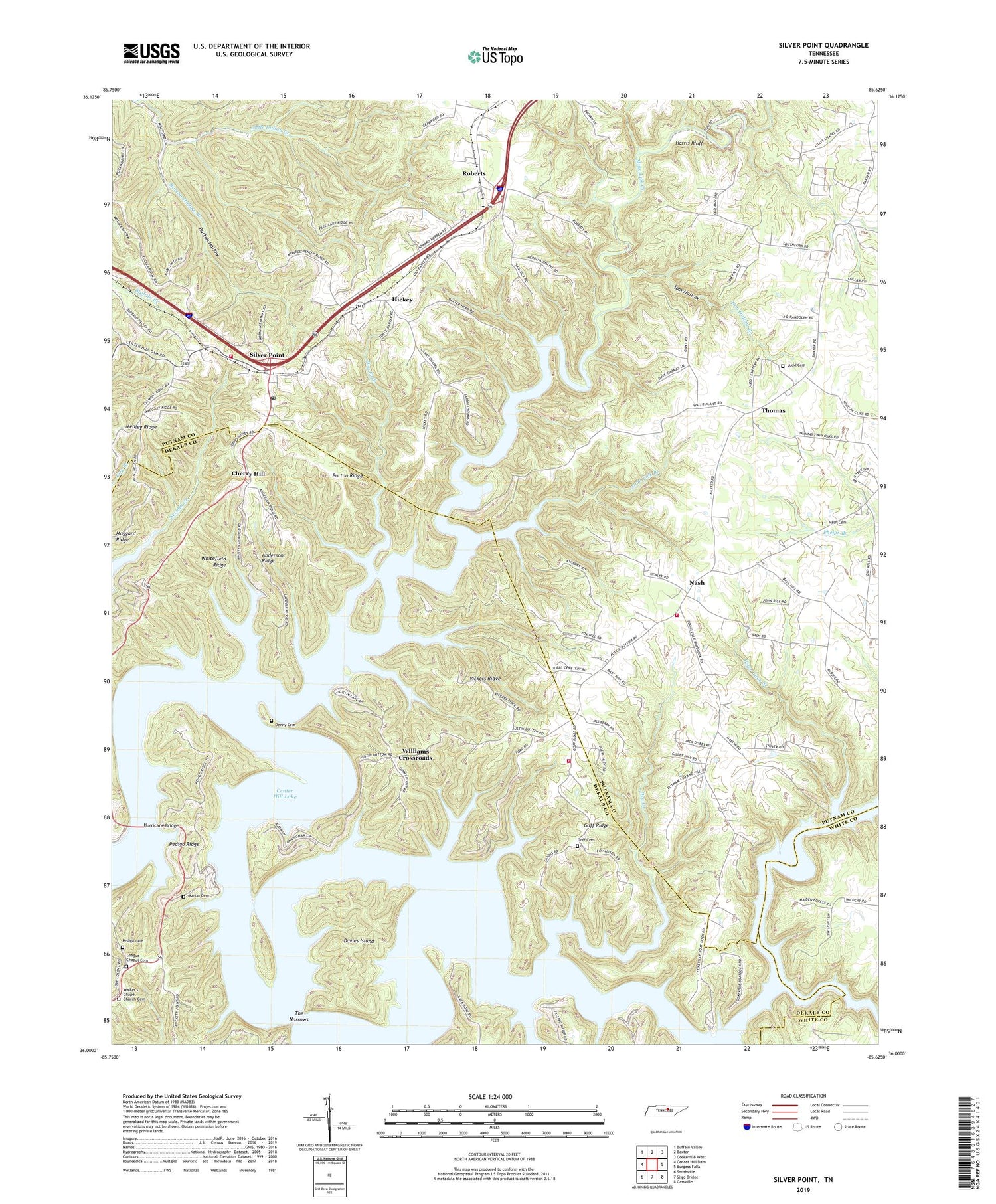 Silver Point Tennessee US Topo Map Image