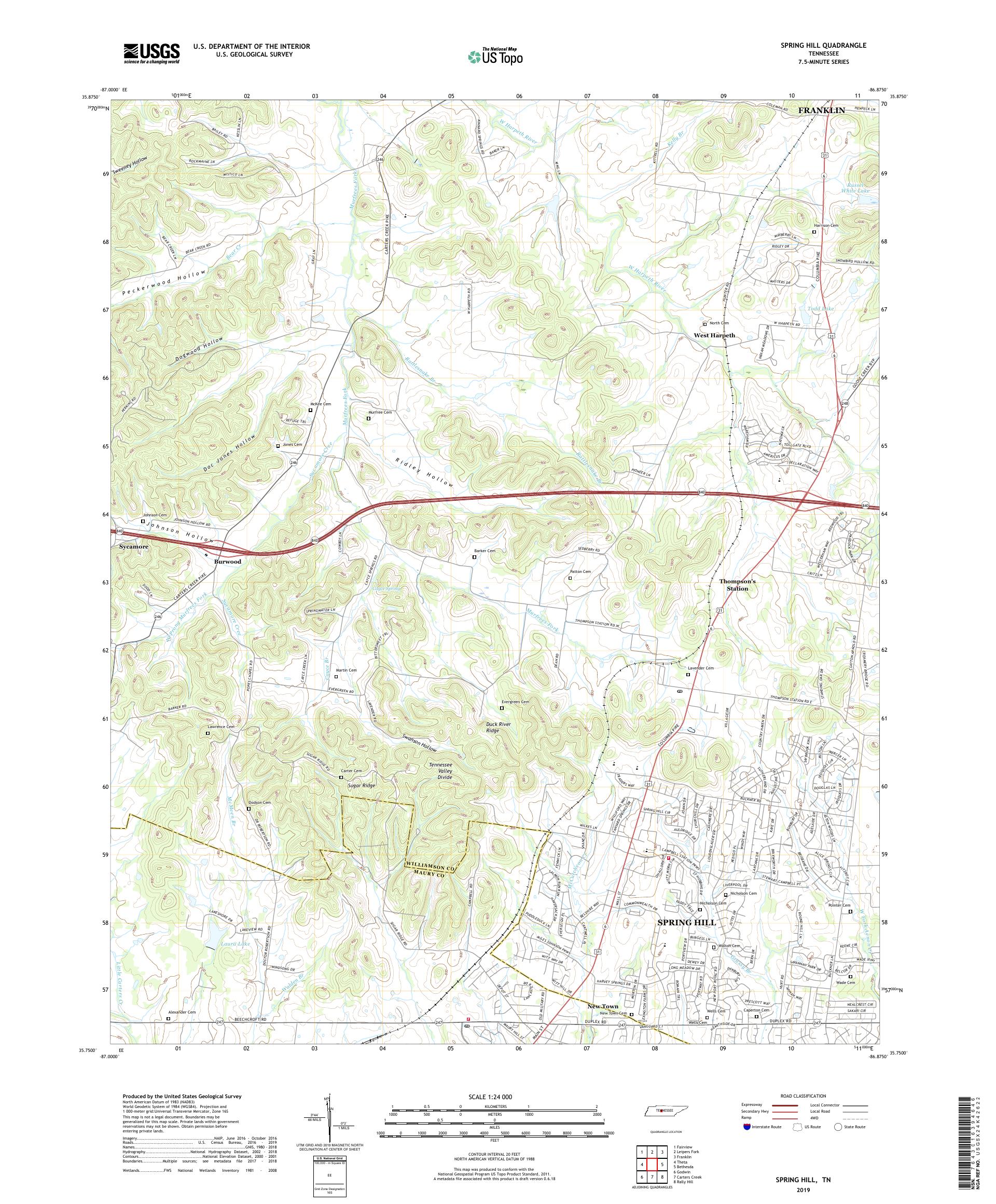 Spring Hill Tennessee US Topo Map – MyTopo Map Store