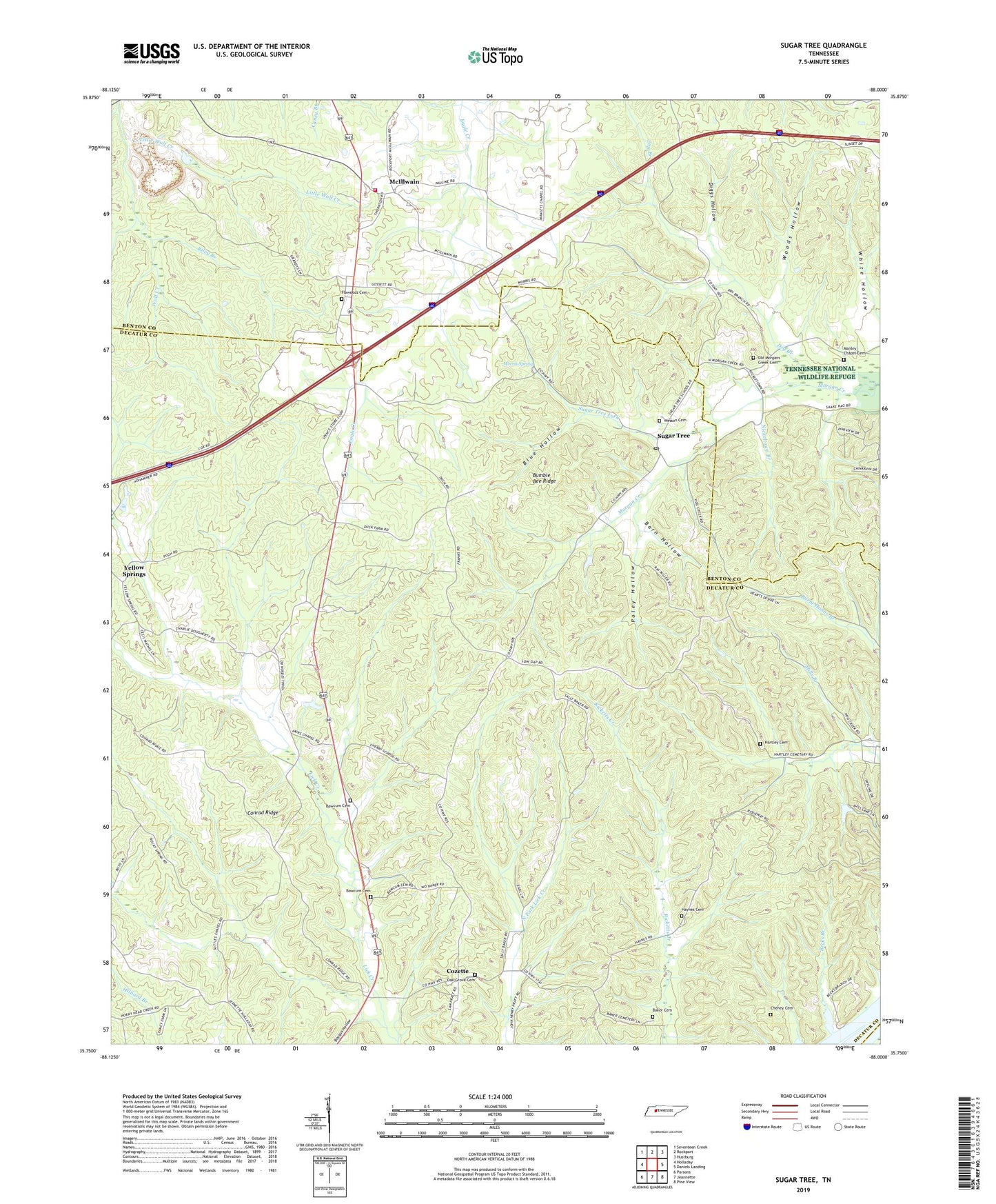 Sugar Tree Tennessee US Topo Map Image