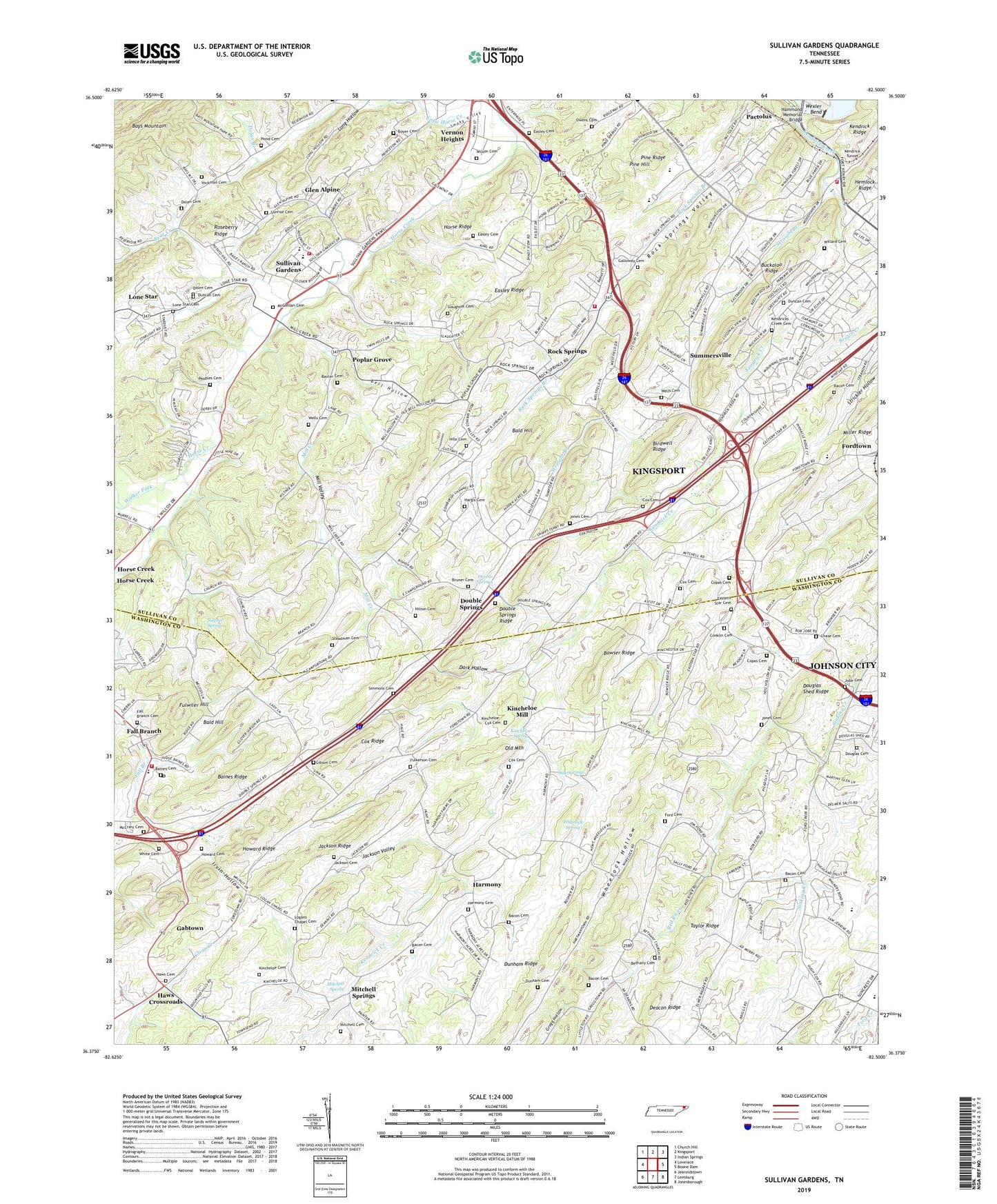 Sullivan Gardens Tennessee US Topo Map Image