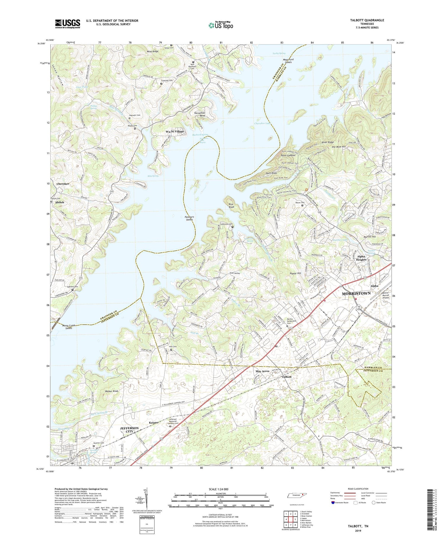 Talbott Tennessee US Topo Map Image