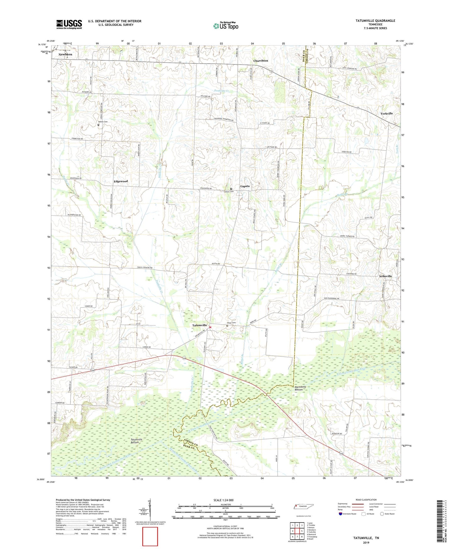 Tatumville Tennessee US Topo Map Image