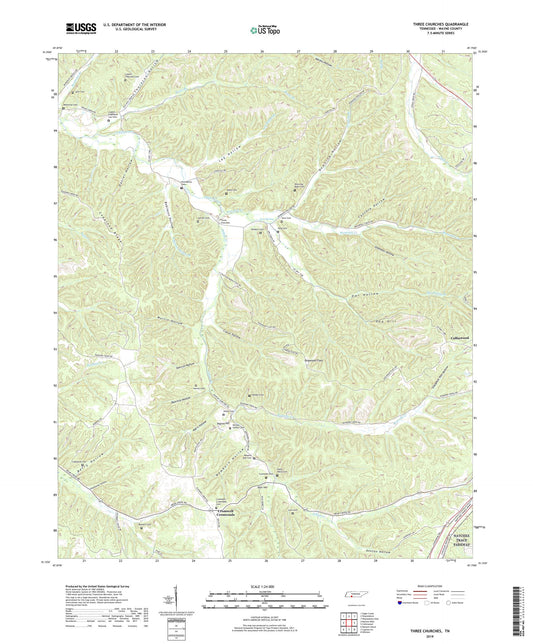 Three Churches Tennessee US Topo Map Image