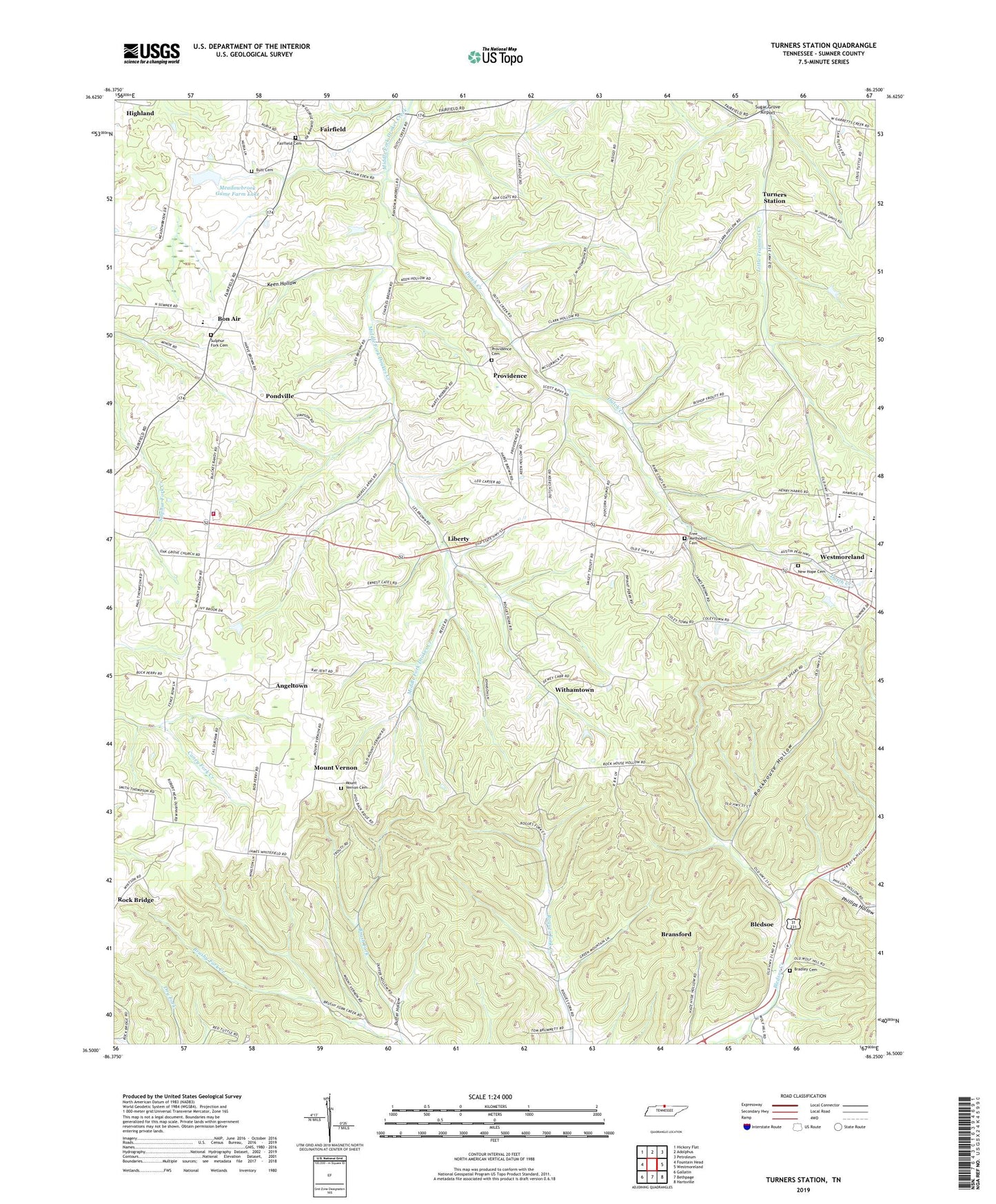 Turners Station Tennessee US Topo Map Image