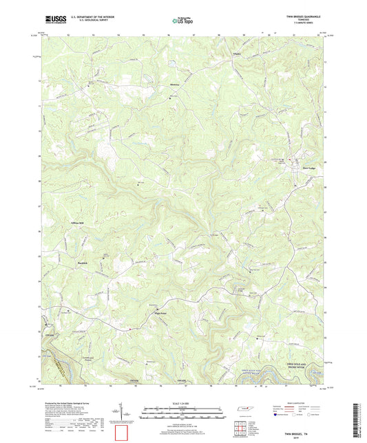 Twin Bridges Tennessee US Topo Map Image