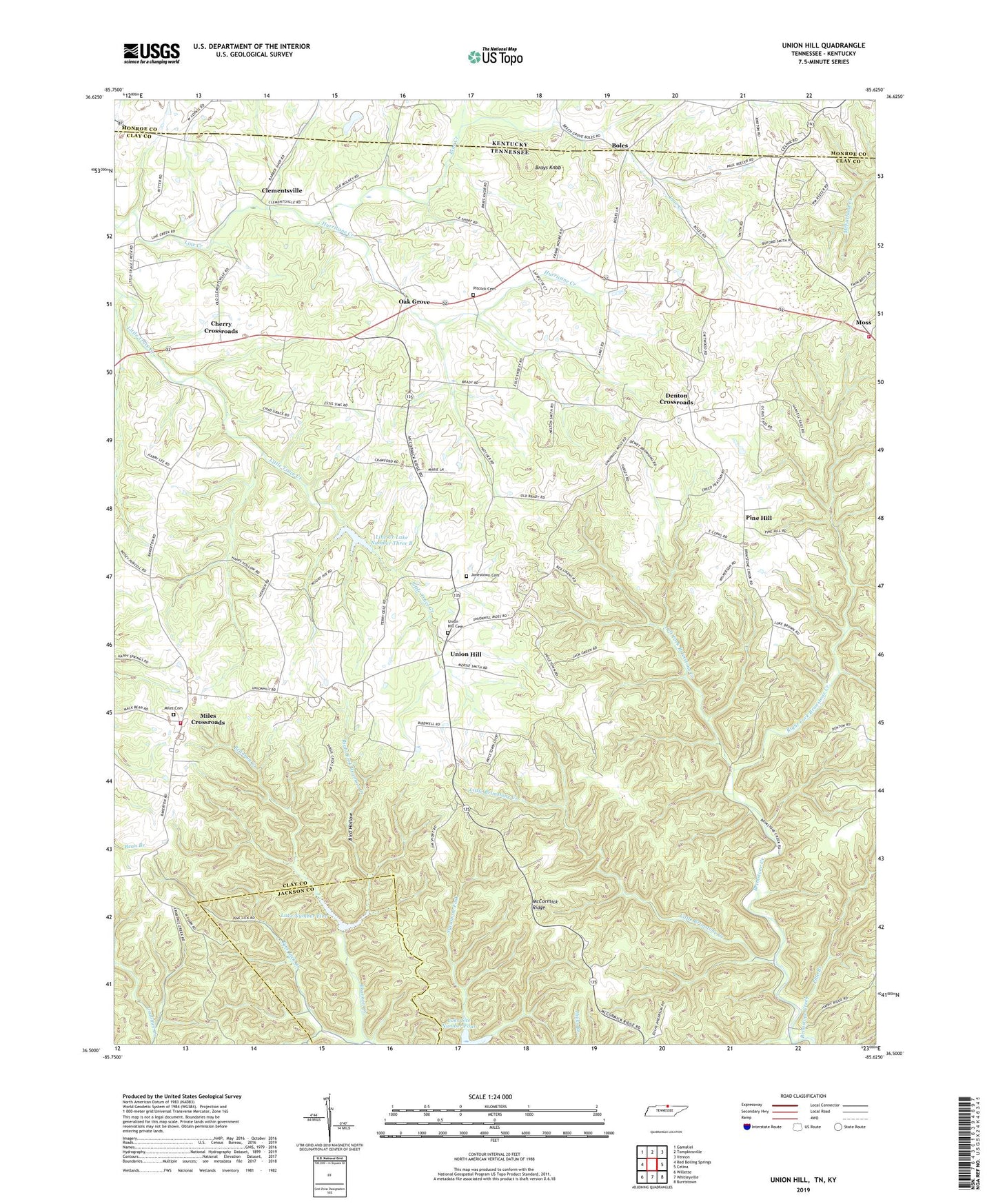 Union Hill Tennessee US Topo Map Image