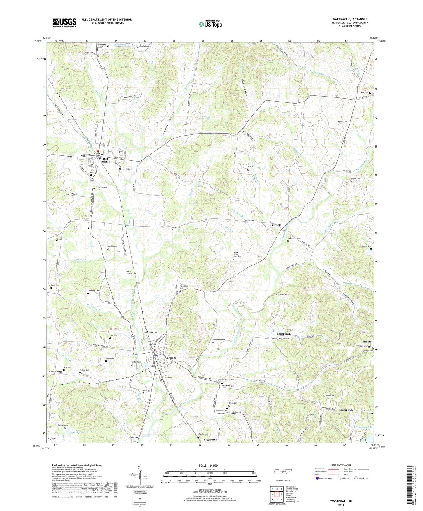 Wartrace Tennessee US Topo Map Image