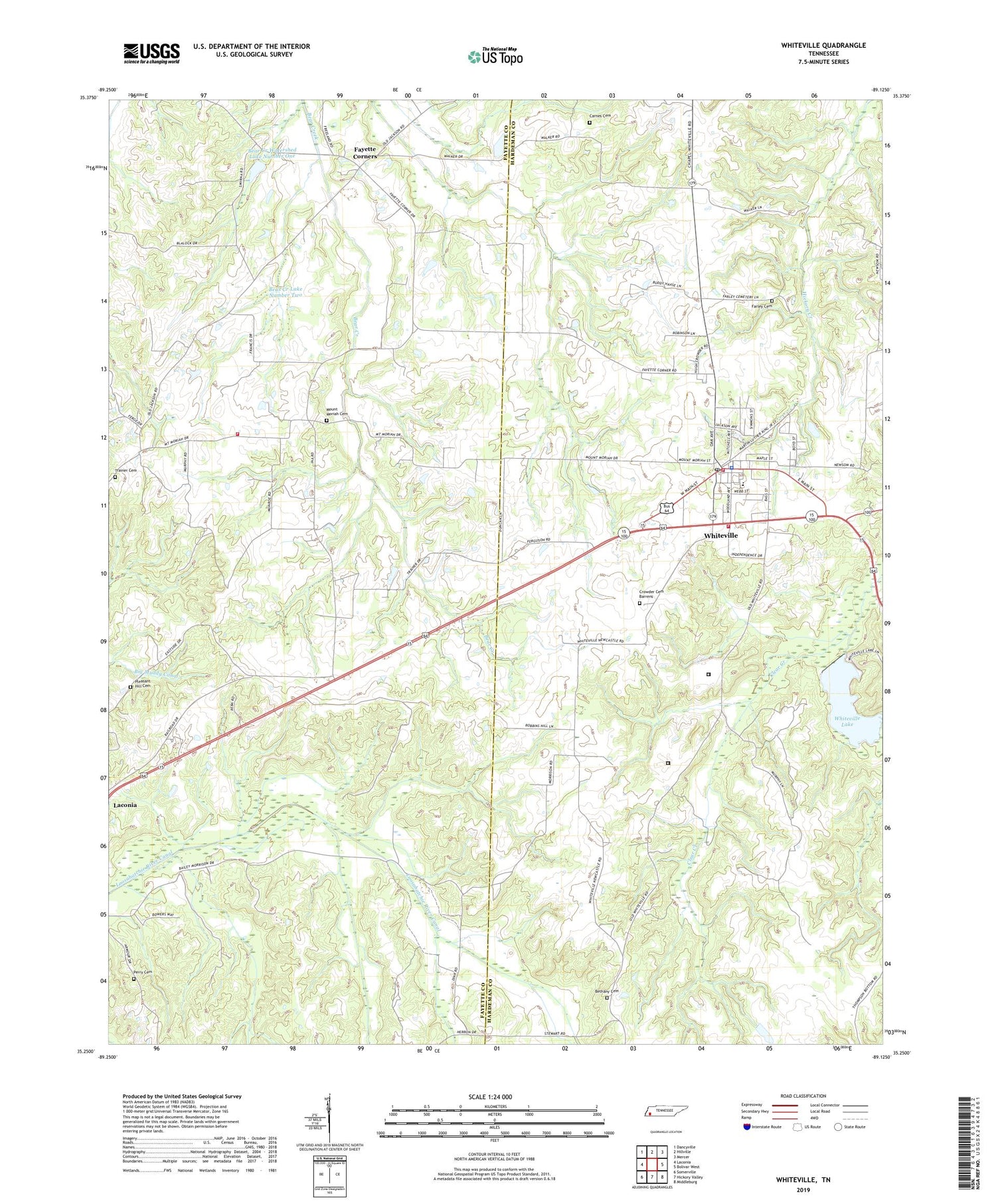 Whiteville Tennessee US Topo Map Image
