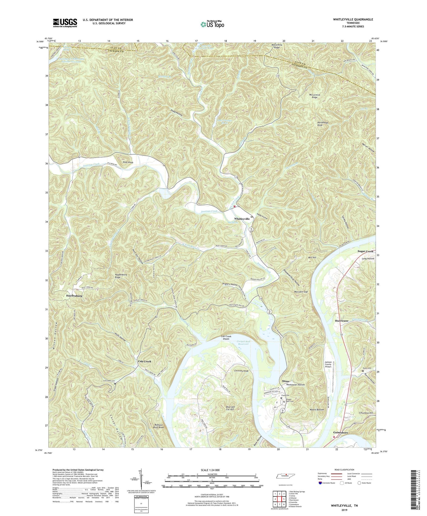 Whitleyville Tennessee US Topo Map Image