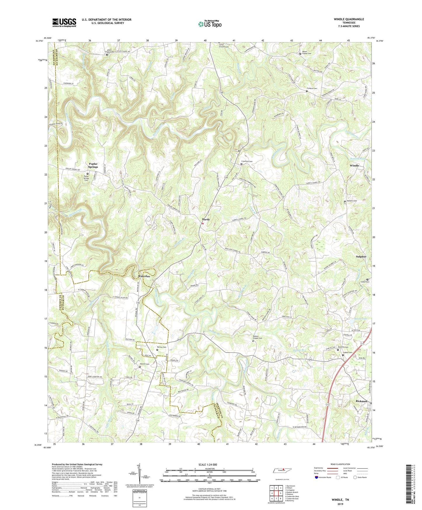 Windle Tennessee US Topo Map Image