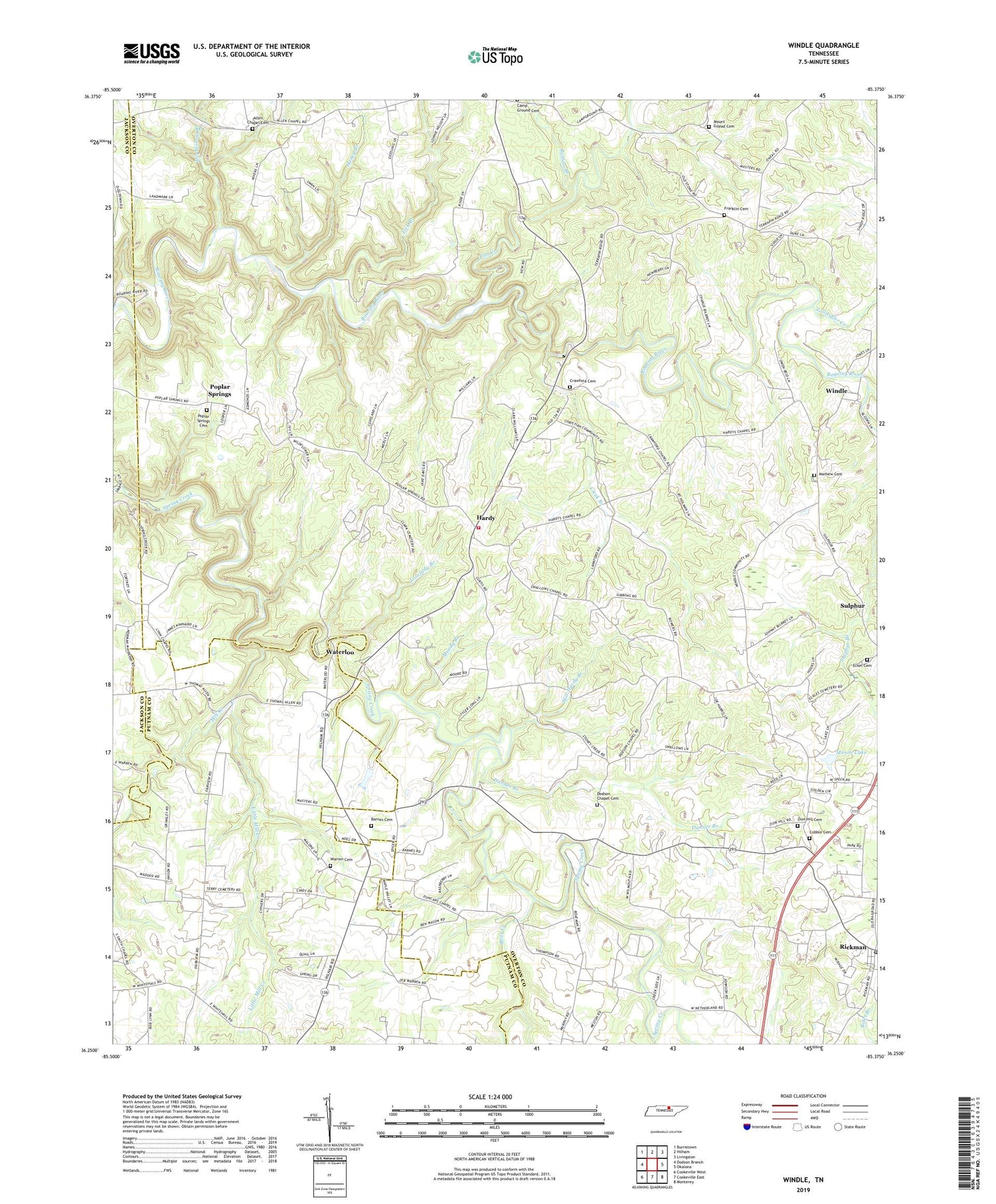 Windle Tennessee US Topo Map Image