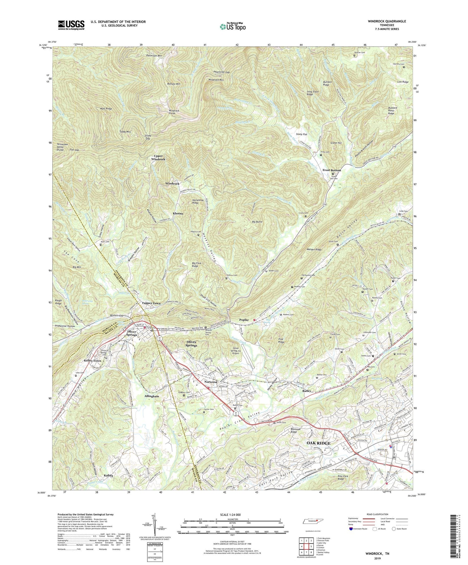 Windrock Tennessee US Topo Map Image