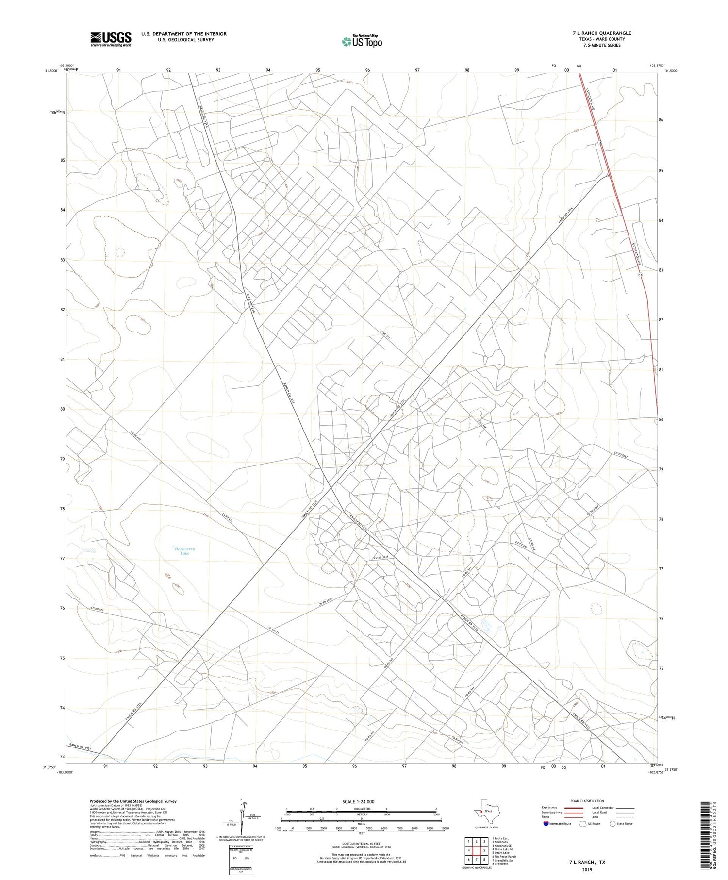 7 L Ranch Texas US Topo Map Image