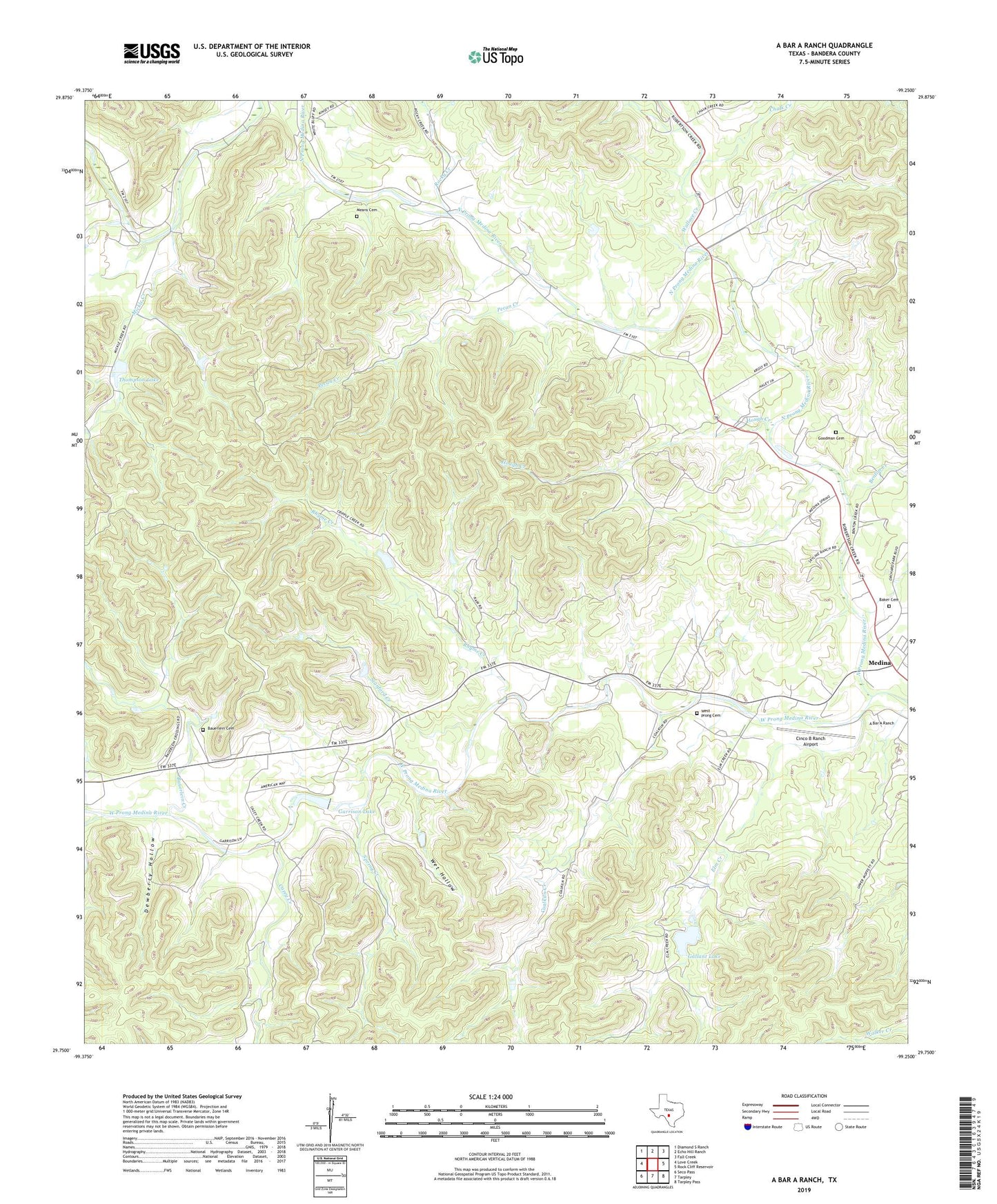 A Bar A Ranch Texas US Topo Map Image