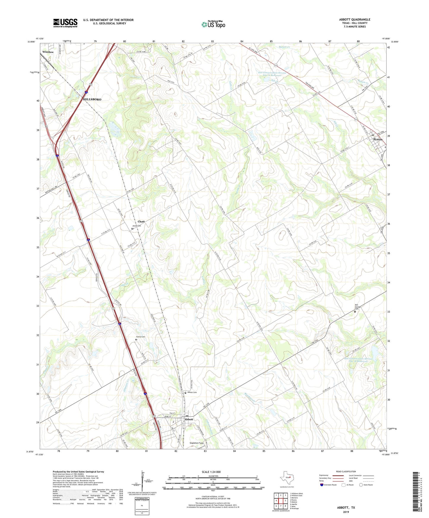 Abbott Texas US Topo Map Image
