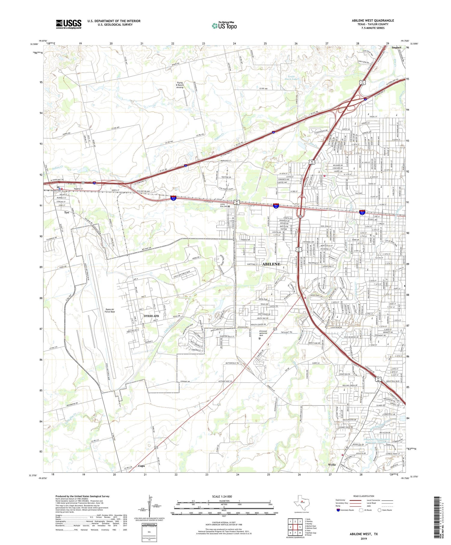 Abilene West Texas US Topo Map Image