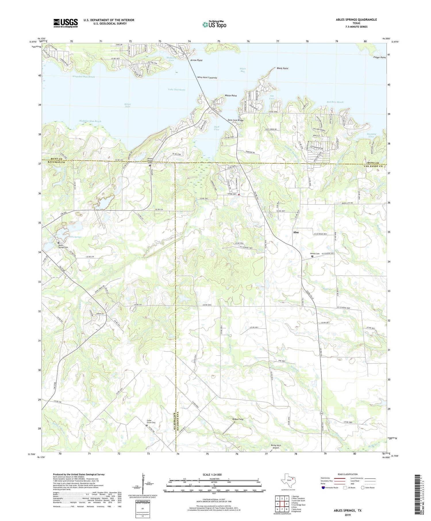 Ables Springs Texas US Topo Map Image