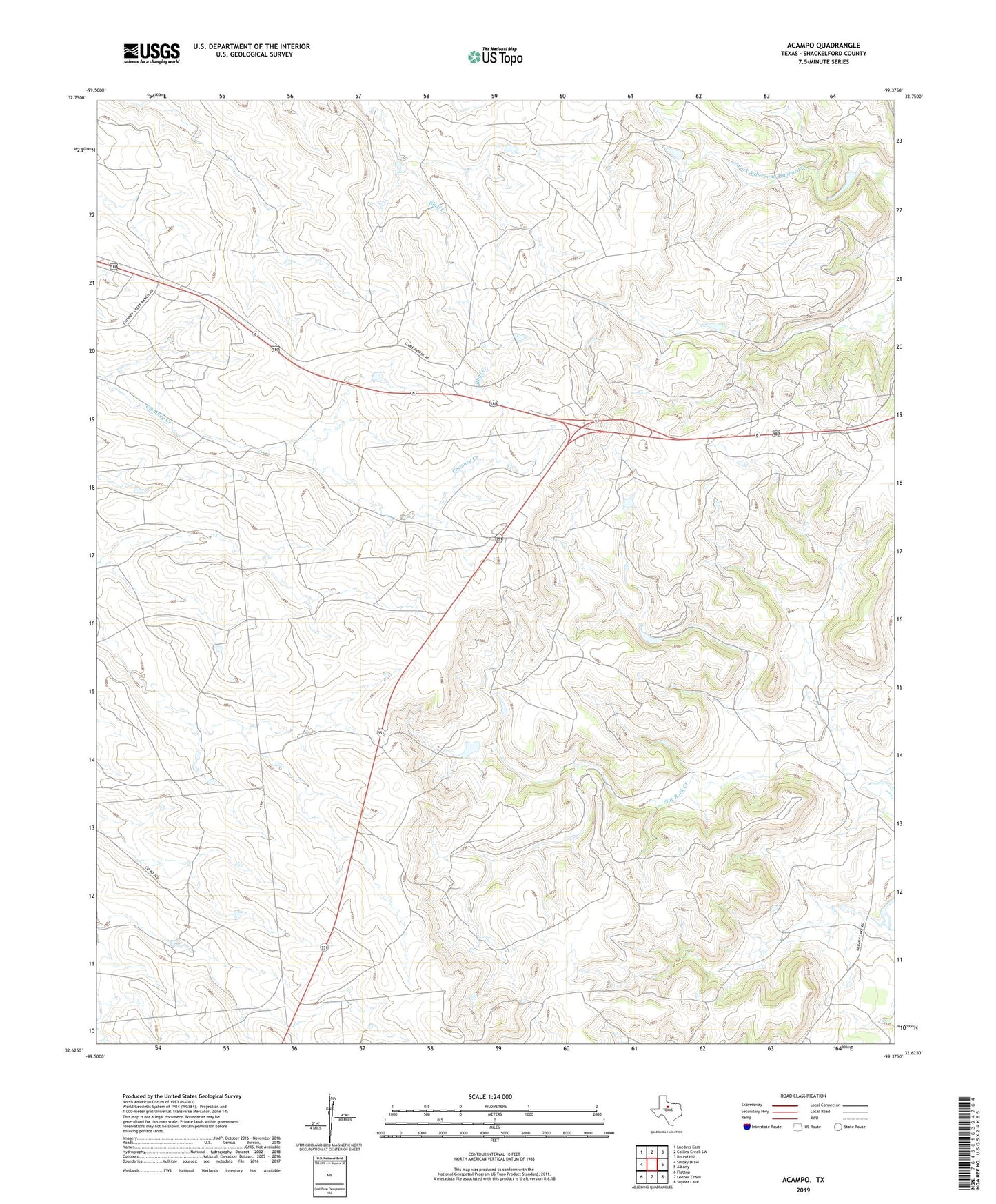 Acampo Texas US Topo Map Image
