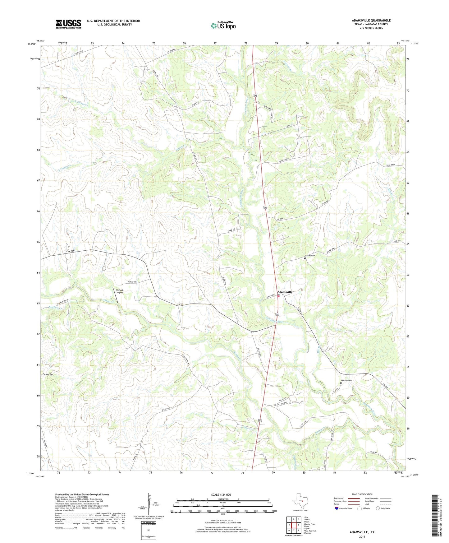 Adamsville Texas US Topo Map Image