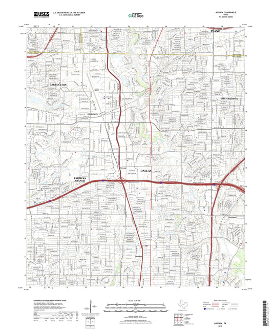 Addison Texas US Topo Map Image