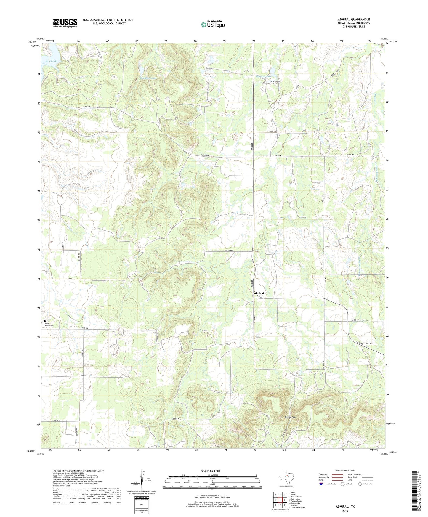 Admiral Texas US Topo Map Image