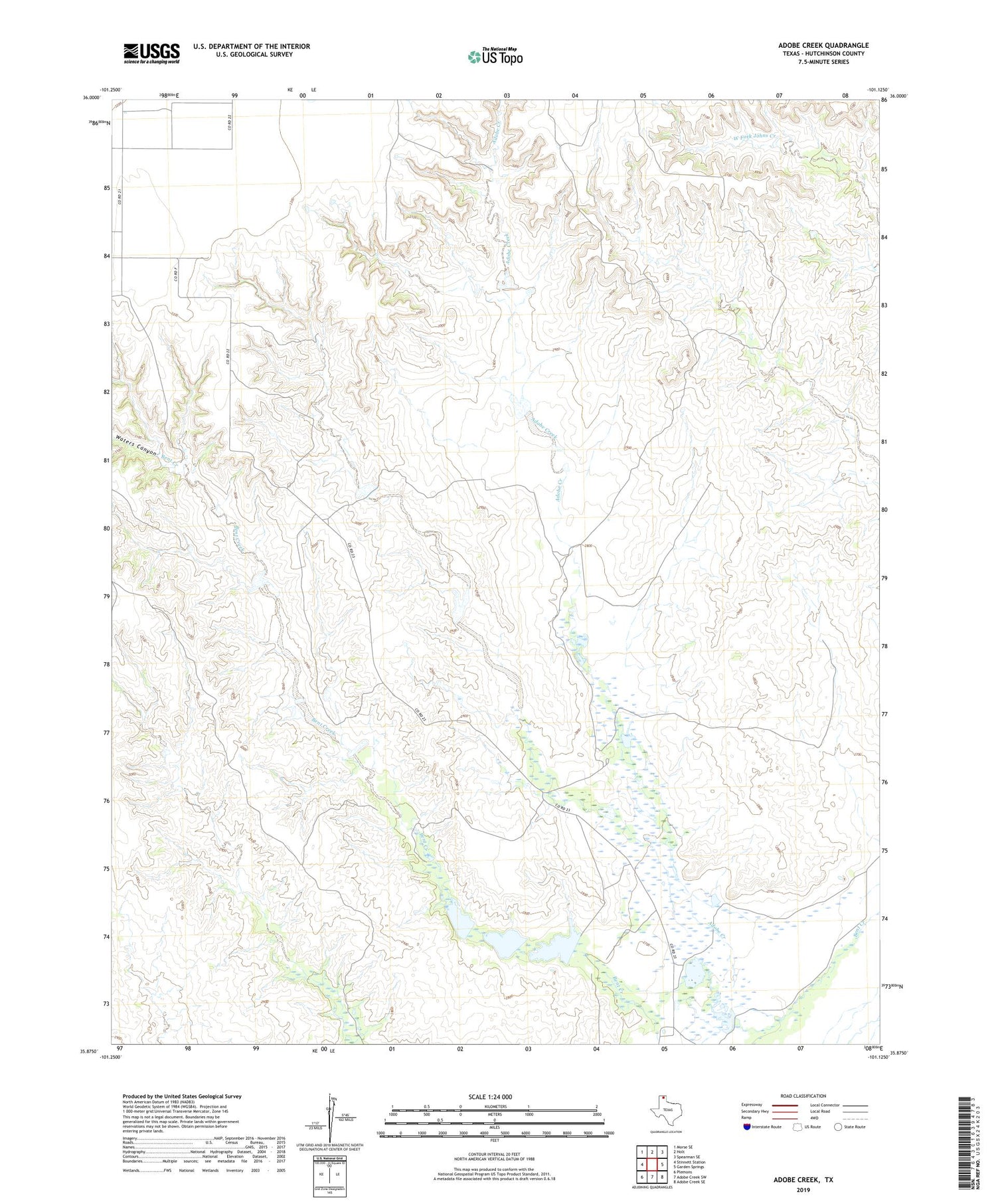 Adobe Creek Texas US Topo Map Image