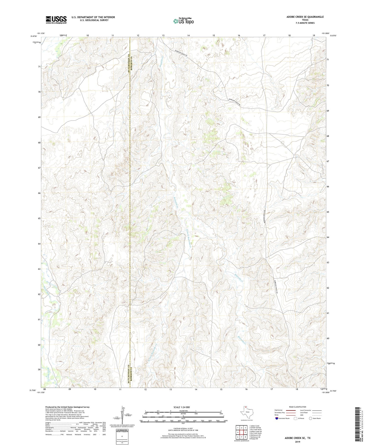 Adobe Creek SE Texas US Topo Map Image
