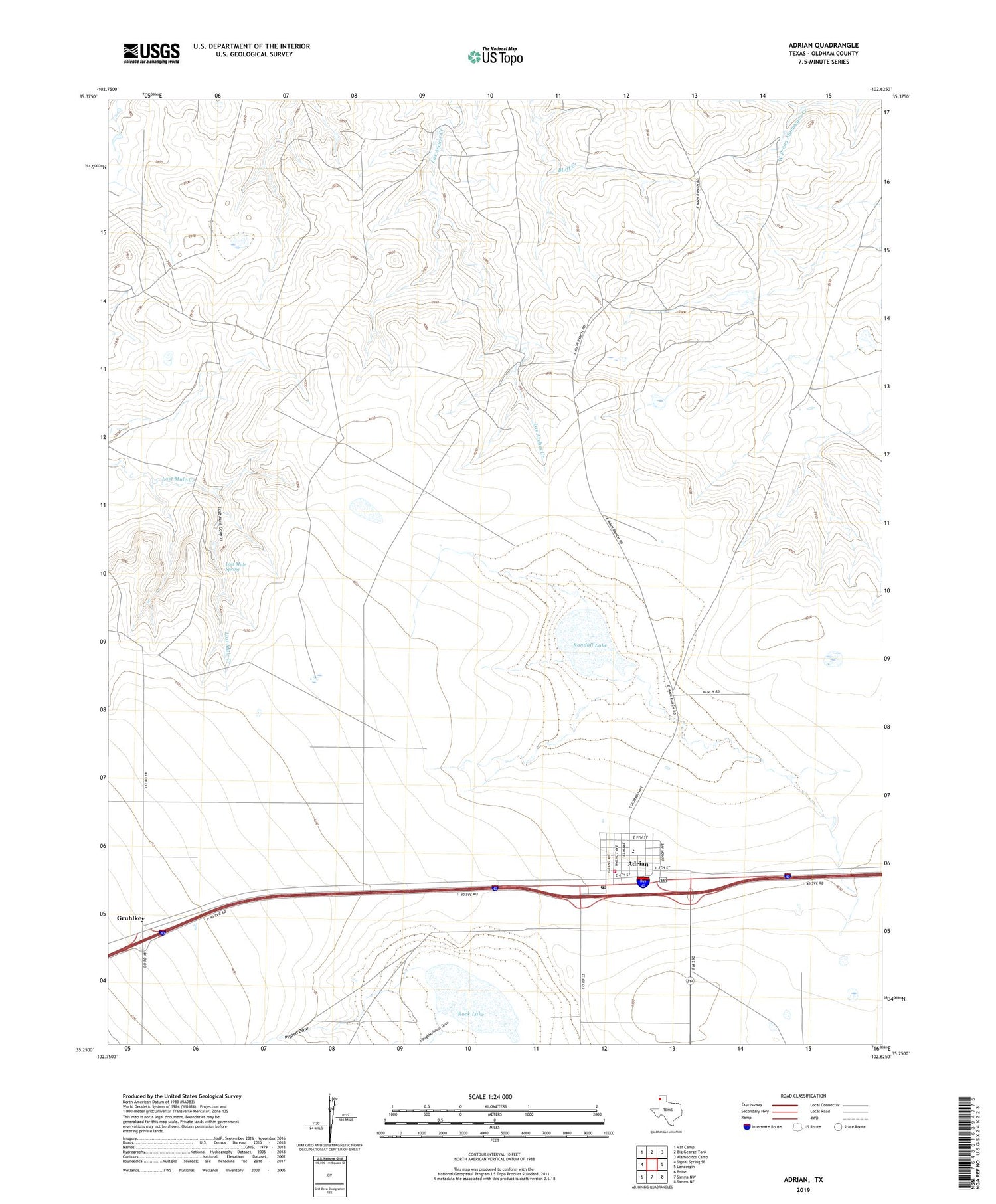 Adrian Texas US Topo Map Image