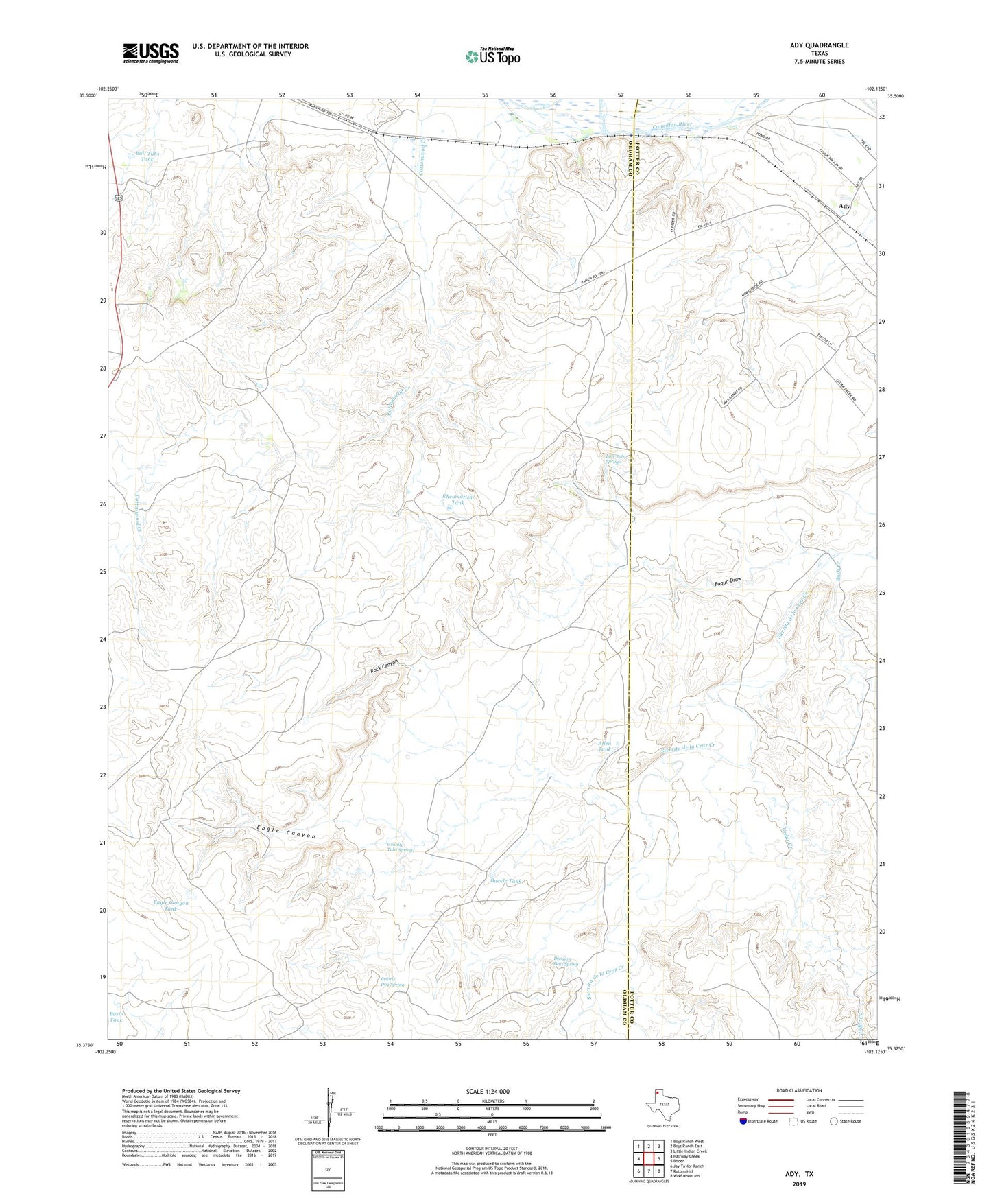 Ady Texas US Topo Map Image