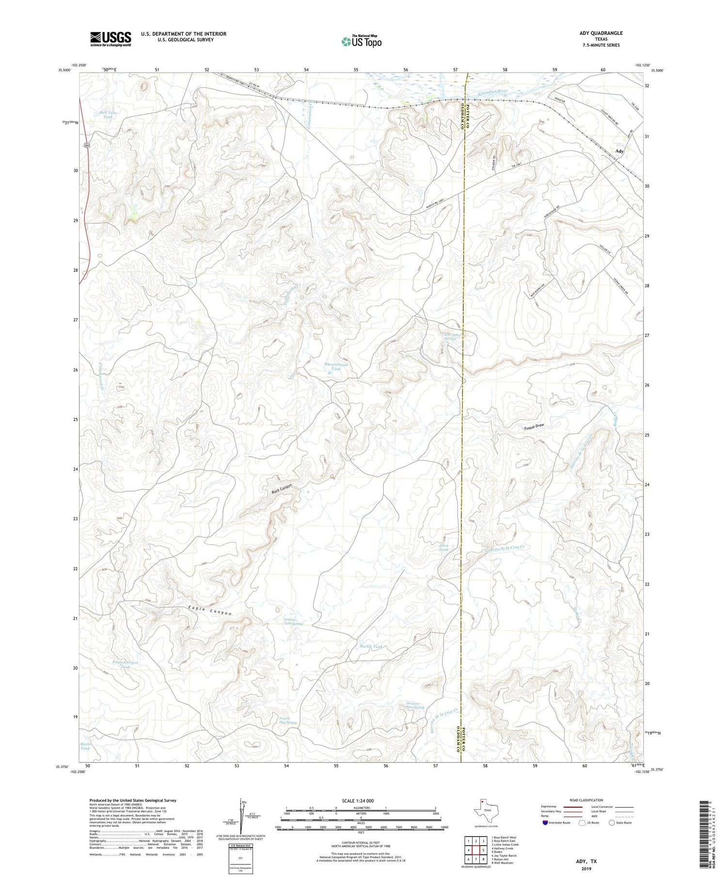 Ady Texas US Topo Map Image