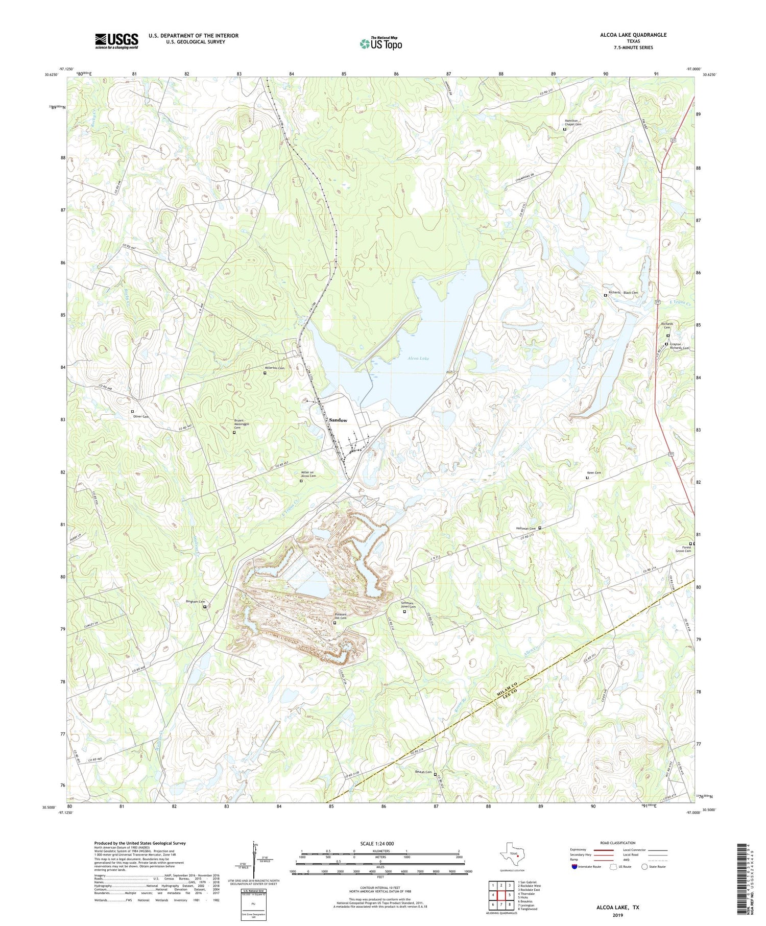 Alcoa Lake Texas US Topo Map Image