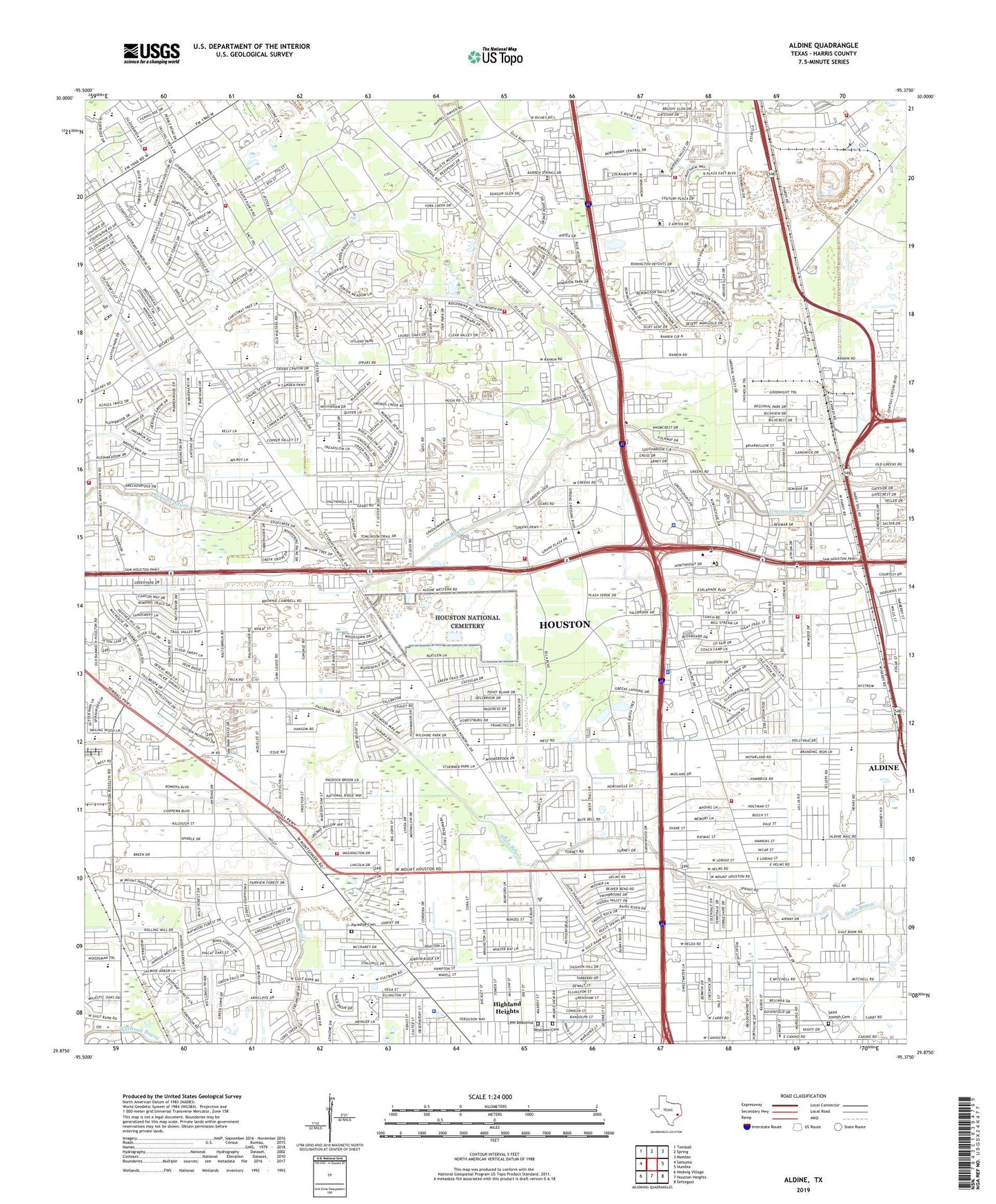 Aldine Texas US Topo Map Image