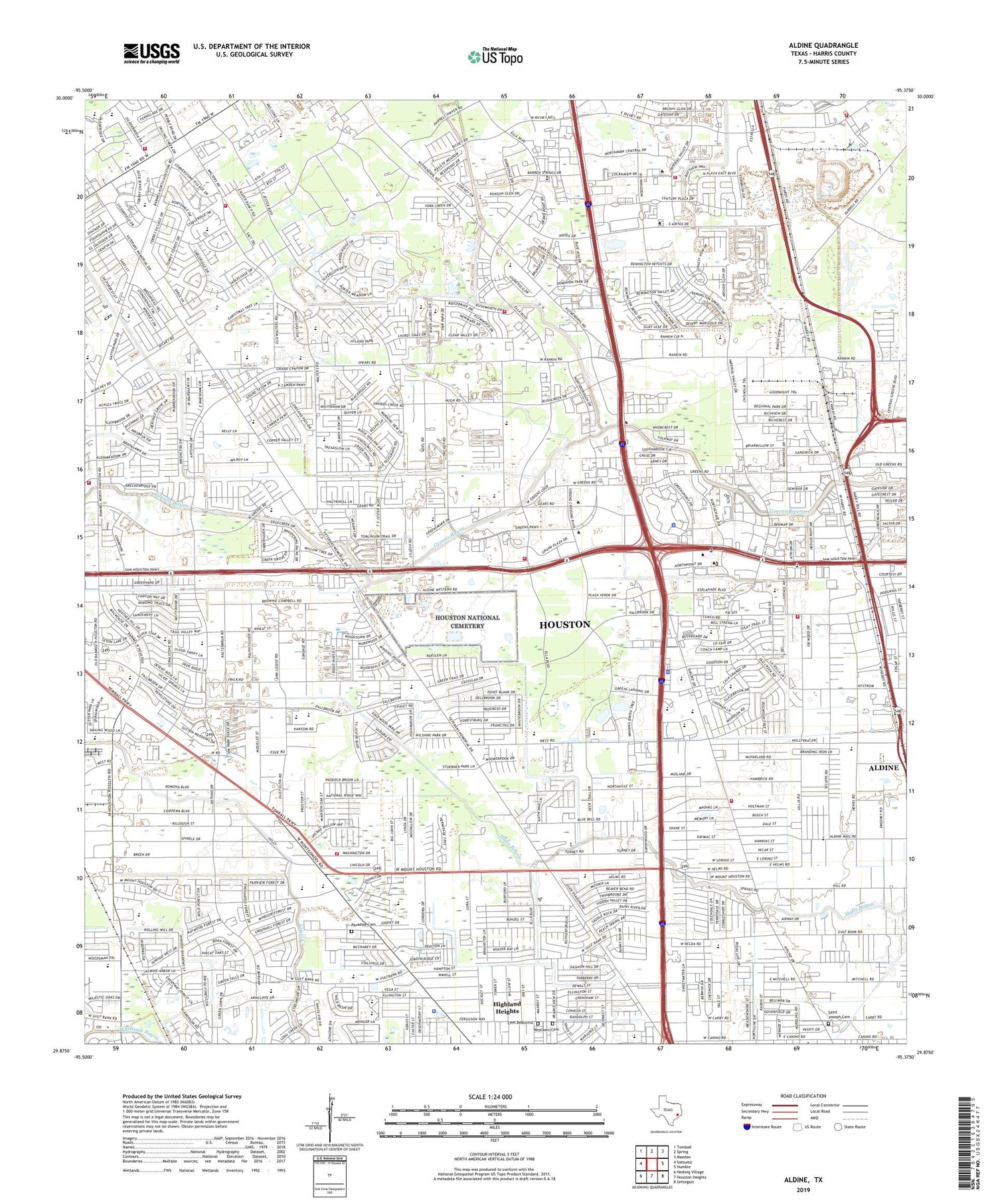 Aldine Texas US Topo Map Image