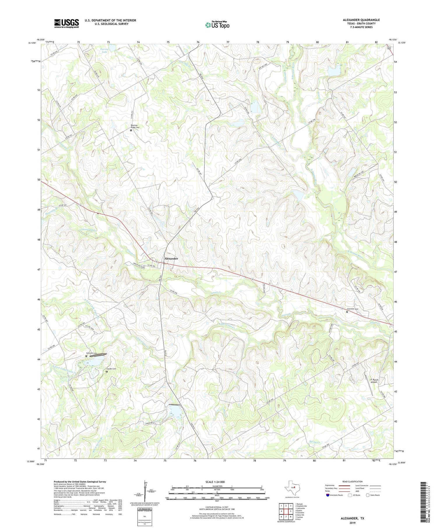 Alexander Texas US Topo Map Image