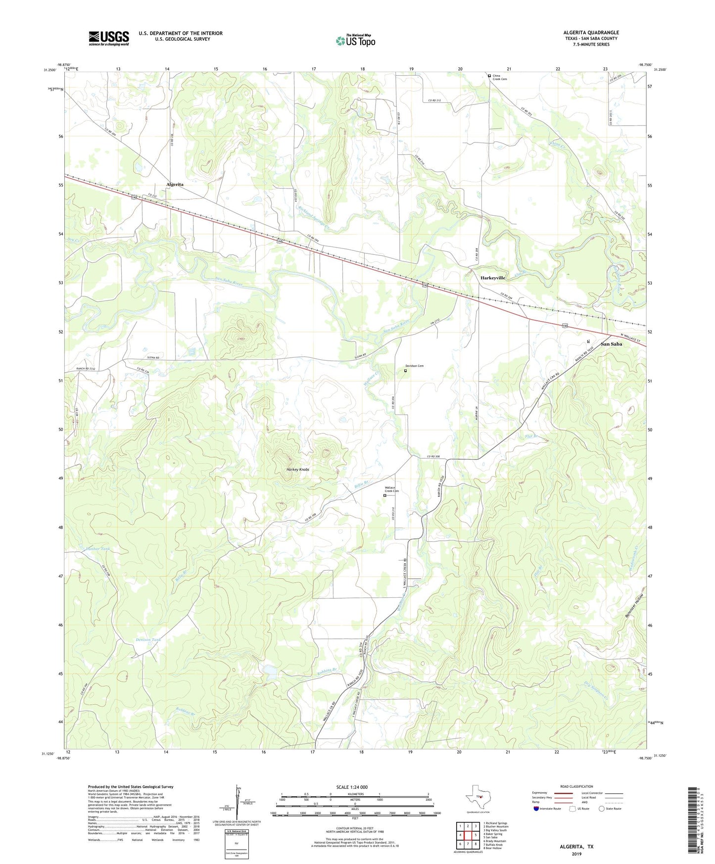 Algerita Texas US Topo Map Image