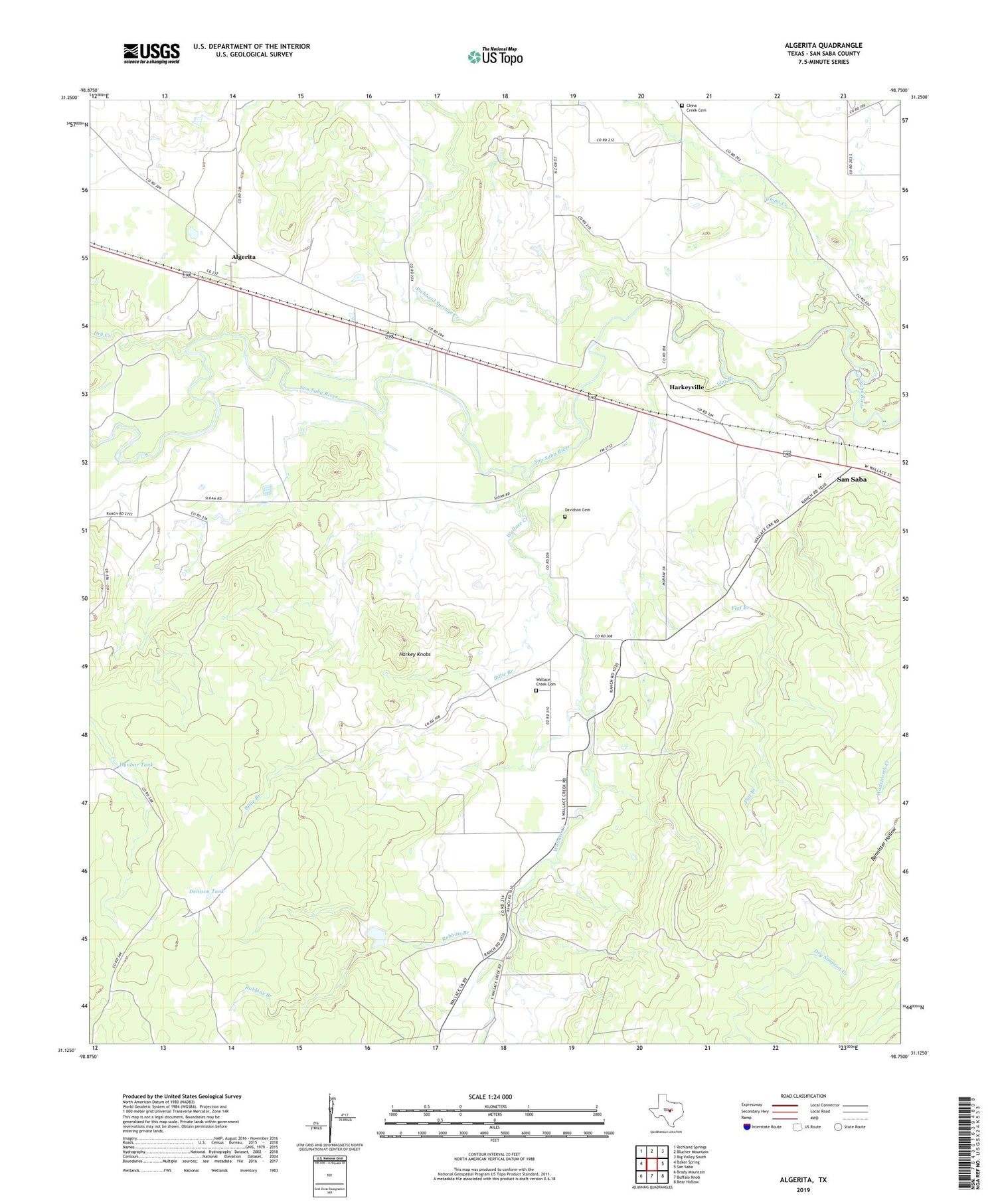 Algerita Texas US Topo Map Image