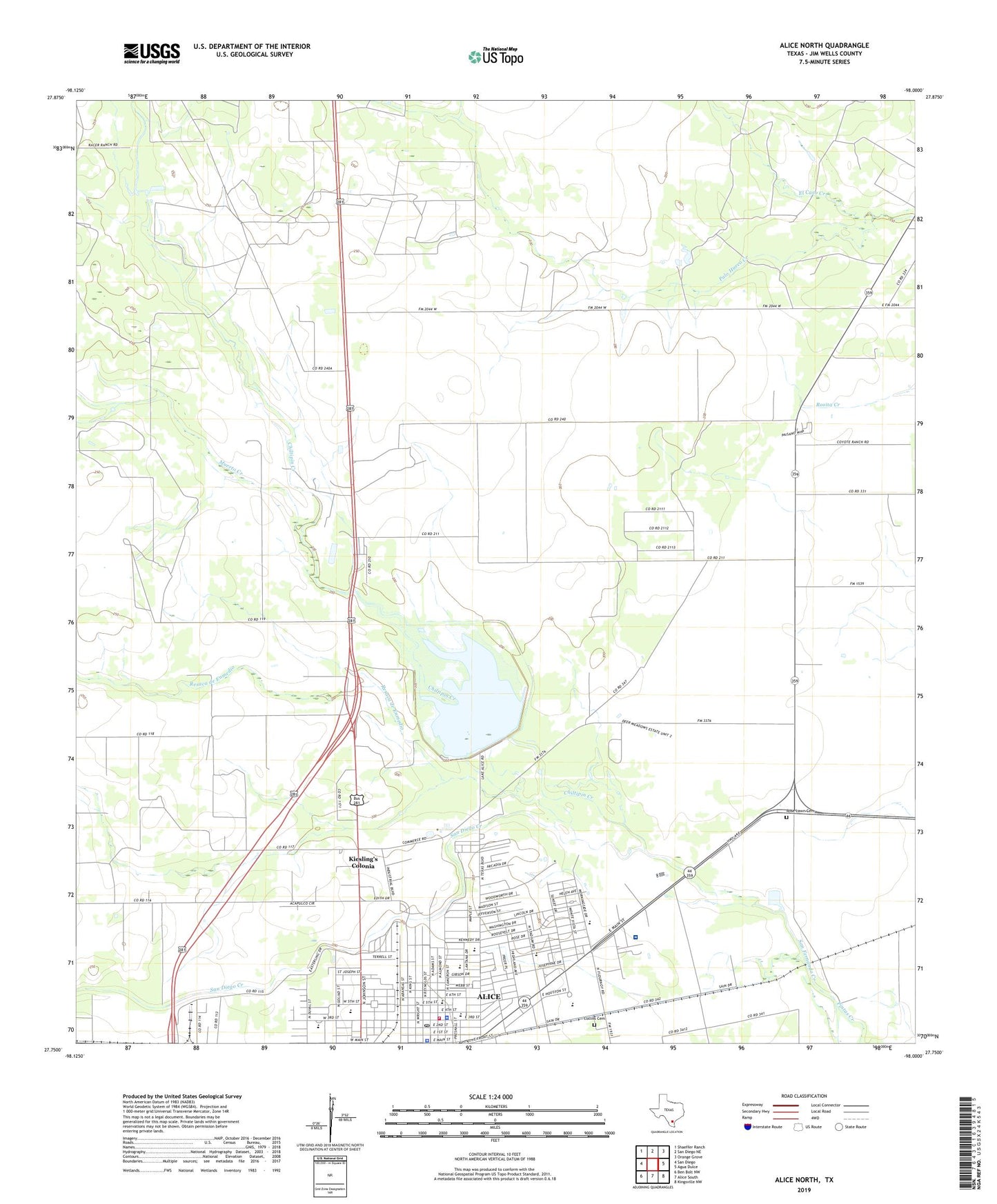 Alice North Texas US Topo Map Image